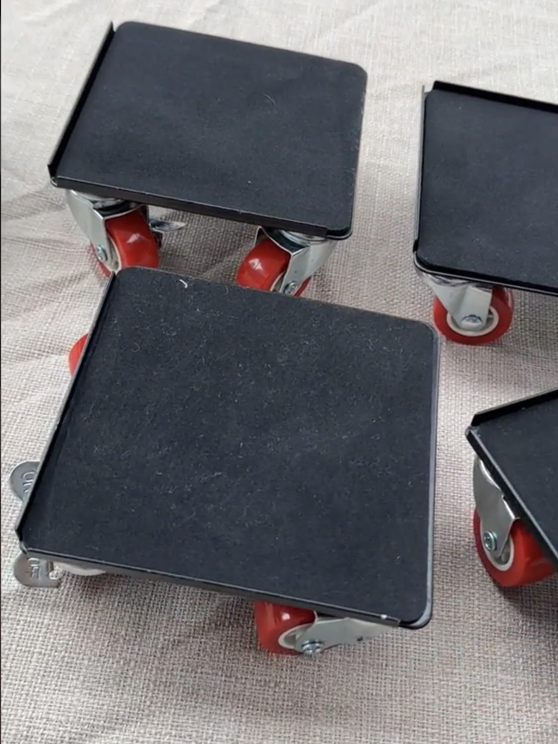 1,500 lb Capacity Furniture Dolly Set, 5.3-Inch Platforms, Red | Carbon Steel Dollies Feature Five Quiet Wheels, Including Locking Casters, Plus a Pry Bar for Washers, Sofas and Cabinets. customer photo 2