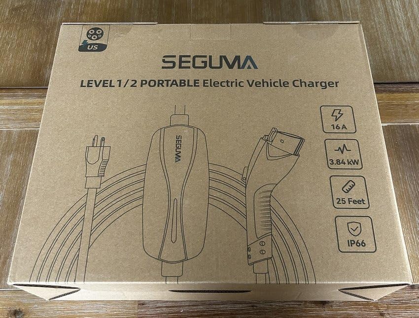 SEGUMA Level 1/2 EV Charger 16Amp Electric Car Charger for J1772 BEVs/PHEVs | 25FT Cable, NEMA 6-20 Plug and NEMA 5-15 Adapter, 110V-240V, Home Mobile EV Charging Station, Silver customer photo 2