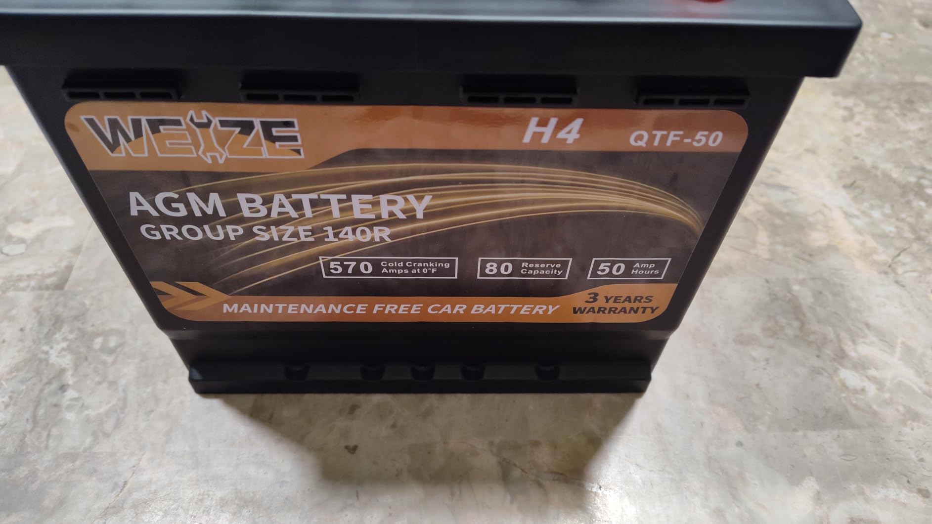 Weize Platinum AGM Battery BCI Group 35 Automotive Battery, 100RC, 650CCA, 36 Months Warranty, Dimensions 9.06
