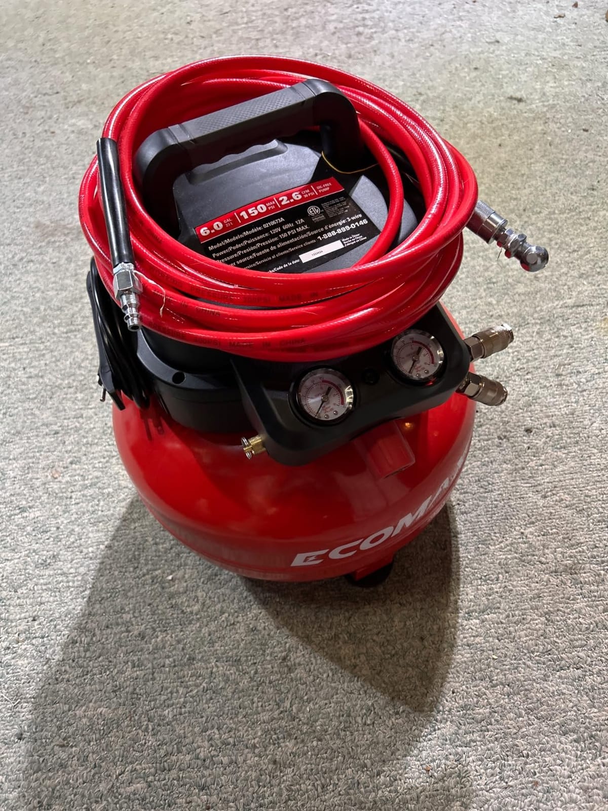 ECOMAX Air Compressor 6 Gallon 150 PSI Pancake Portable Oil-free Tank with 10 PCS Accessories Kit customer photo 1