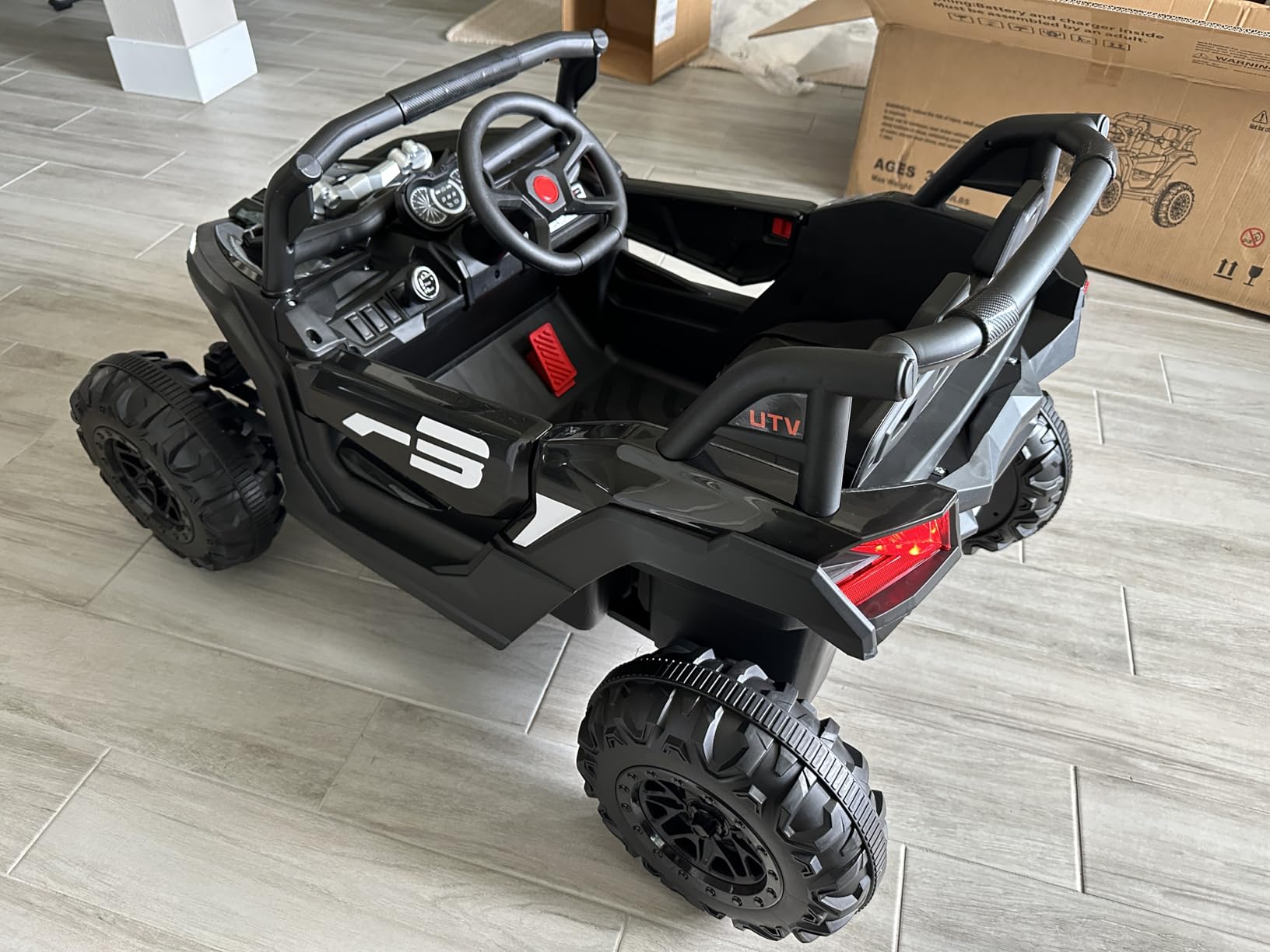 24V Ride On Car for Kids w/Remote Control, JOYRACER Battery Powered Off-Road UTV, 4x150W Motors,4 Shock Absorbers, 4.5 Mph Max Speed, Bluetooth, MP3, Lights, Electric Car for Big Kids customer photo 2