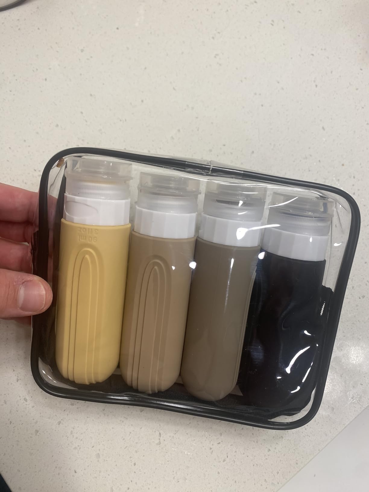 Mrsdry Travel Bottles for Toiletries, Tsa Approved 3oz Travel Size Containers BPA Free Leak Proof Refillable Liquid Silicone Squeezable Travel Accessories for Shampoo Conditioner Lotion (4 Pack) customer photo 1
