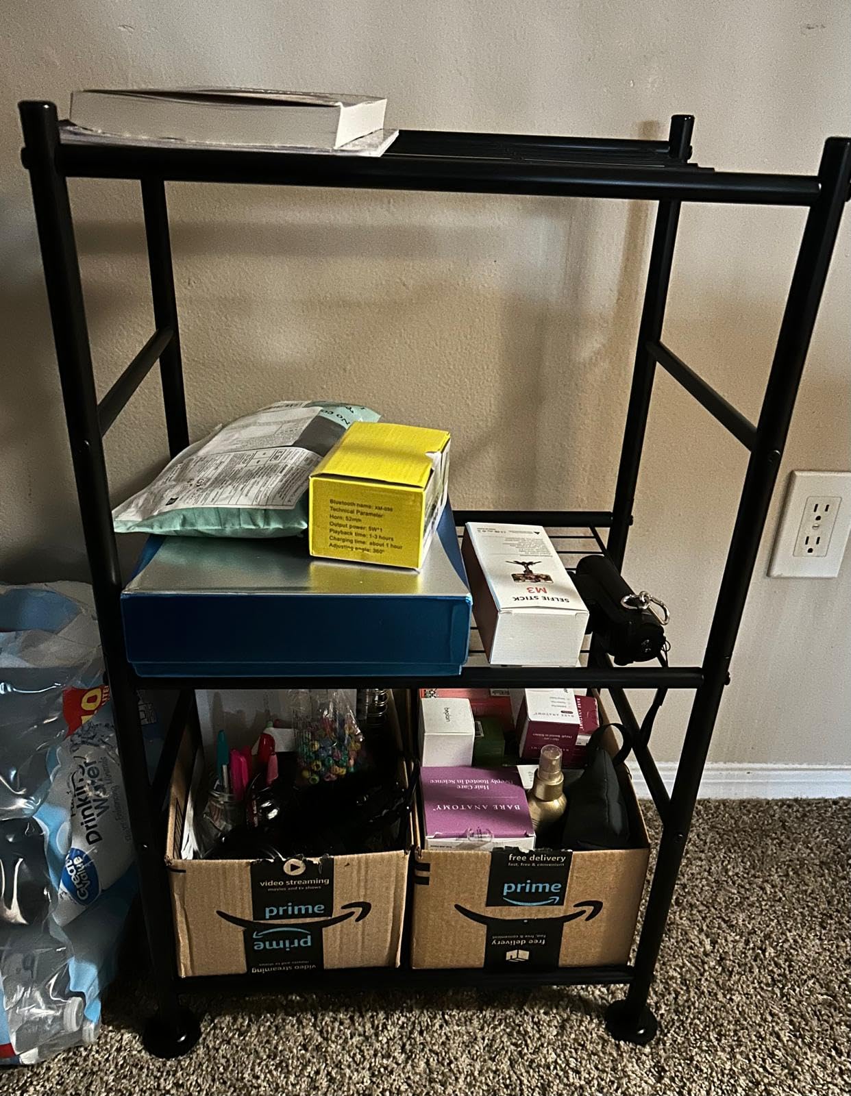 Sakugi Storage Shelves - 3 Tier Shelf Organizer, Sturdy Metal Garage Shelving with Adjustable Leveling Feet, Space-Saving Shelves Organizer for Pantry, Laundry, Kitchen (18
