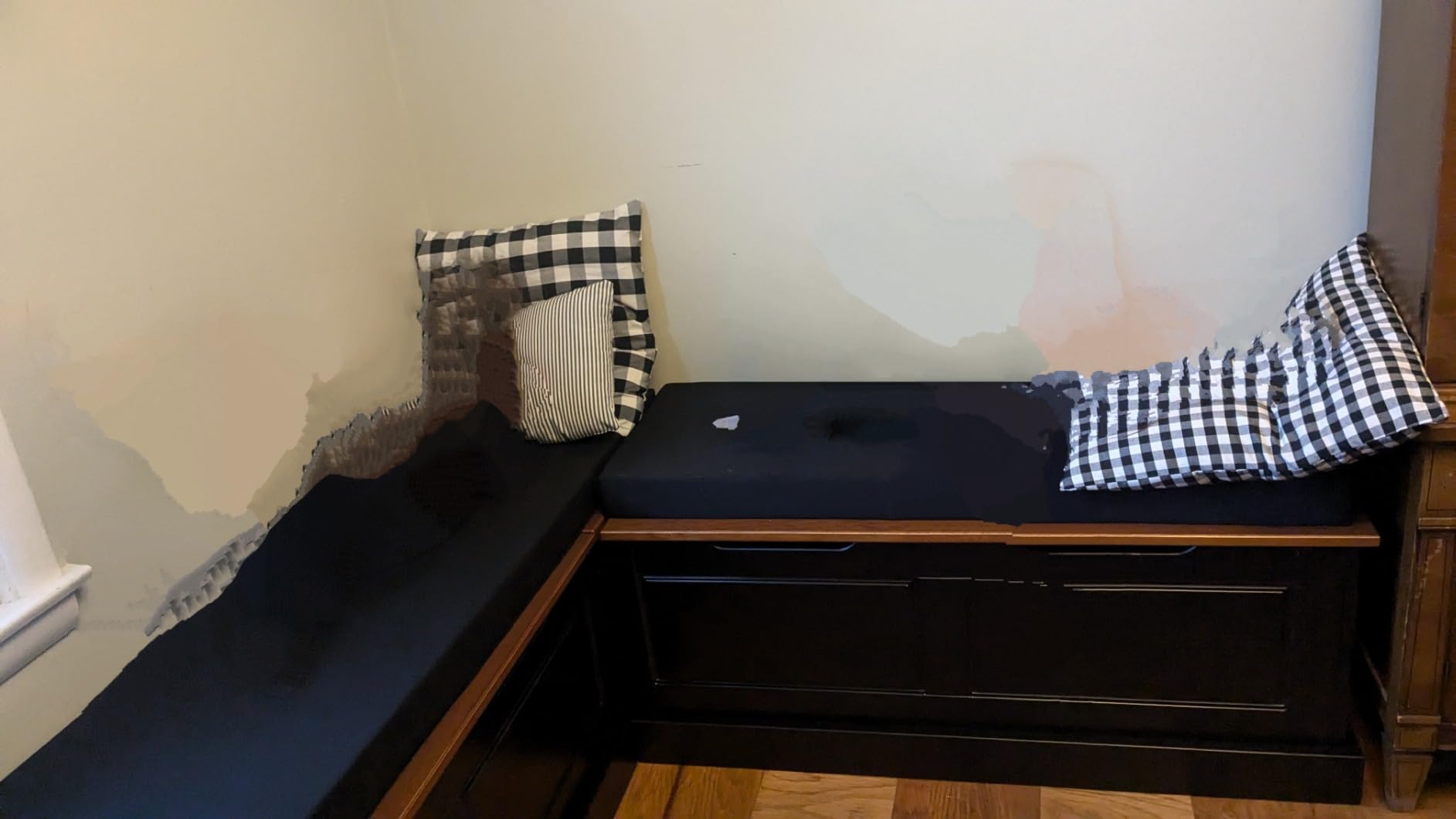 Linon Harris Black and Walnut Backless Kitchen Dining Nook with Hidden Storage Bench Space customer photo 1