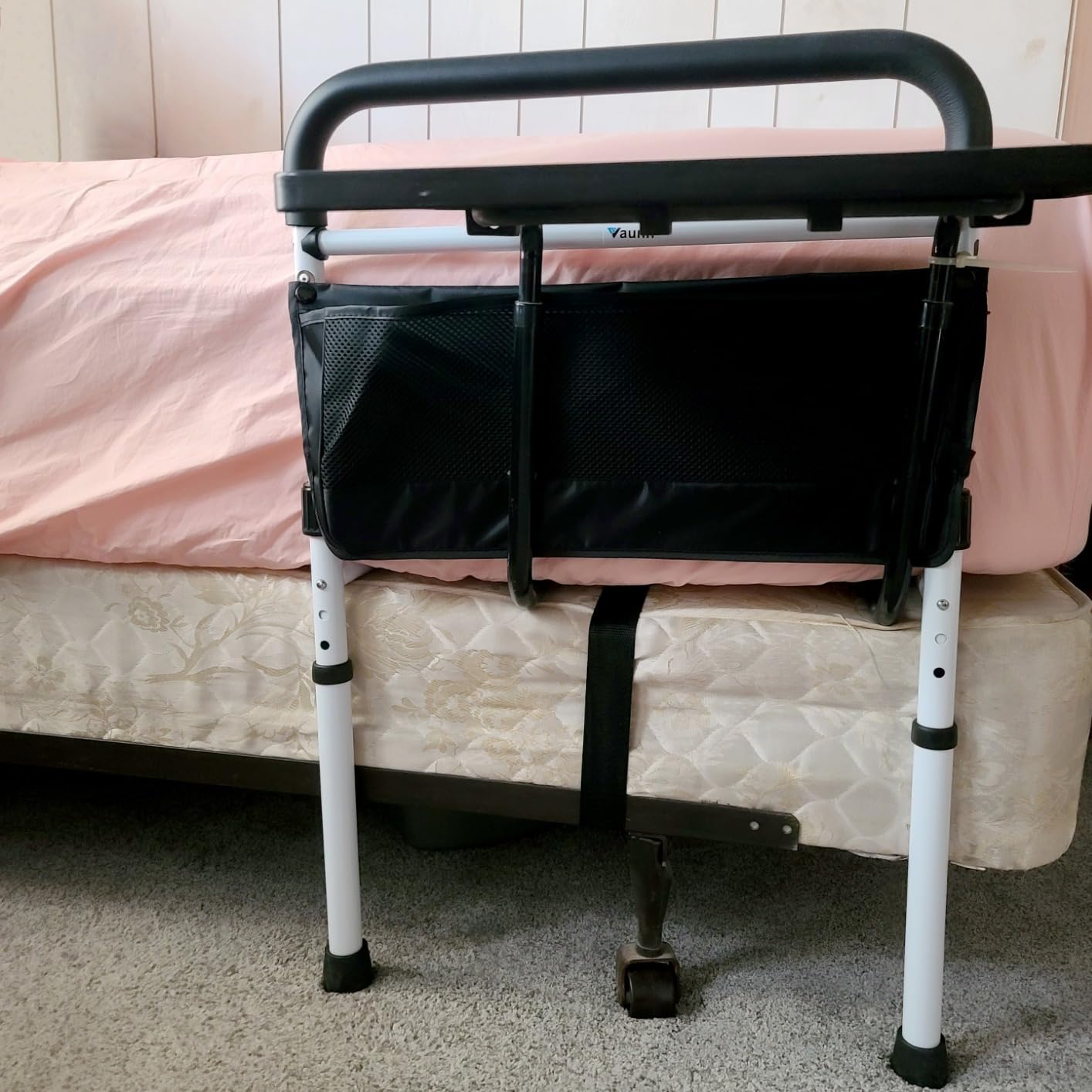 Vaunn Medical New Adjustable Bed Assist Rail Handle (Passed ASTM F3186–17 Safety Standard) and Hand Guard Grab Bar, Bedside Safety and Stability (Tool-Free Assembly) (Black) customer photo 1