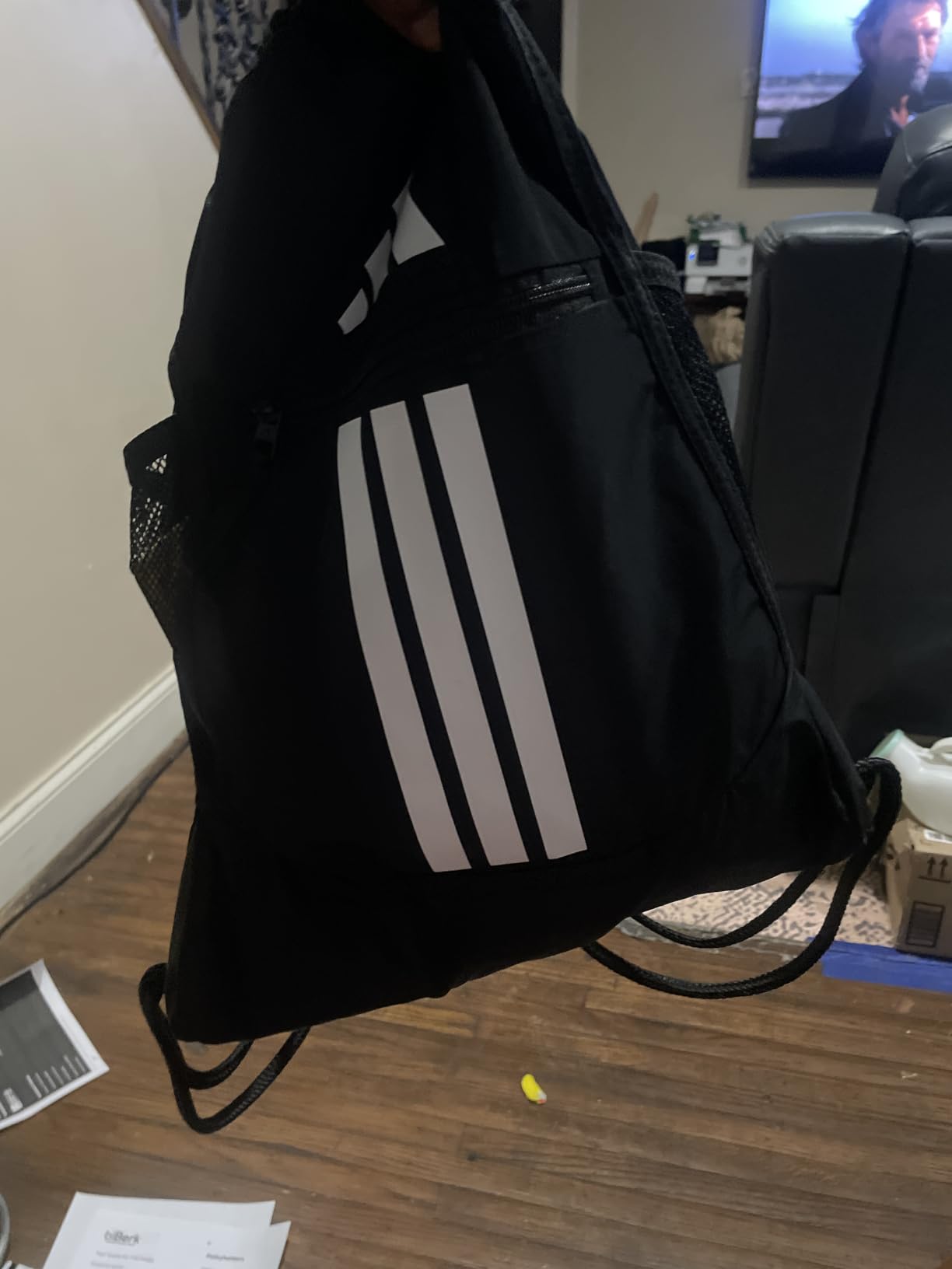 adidas Alliance Sackpack – Drawstring Backpack for Sports, Small Gym Bag, Black/3, OSFA customer photo 2