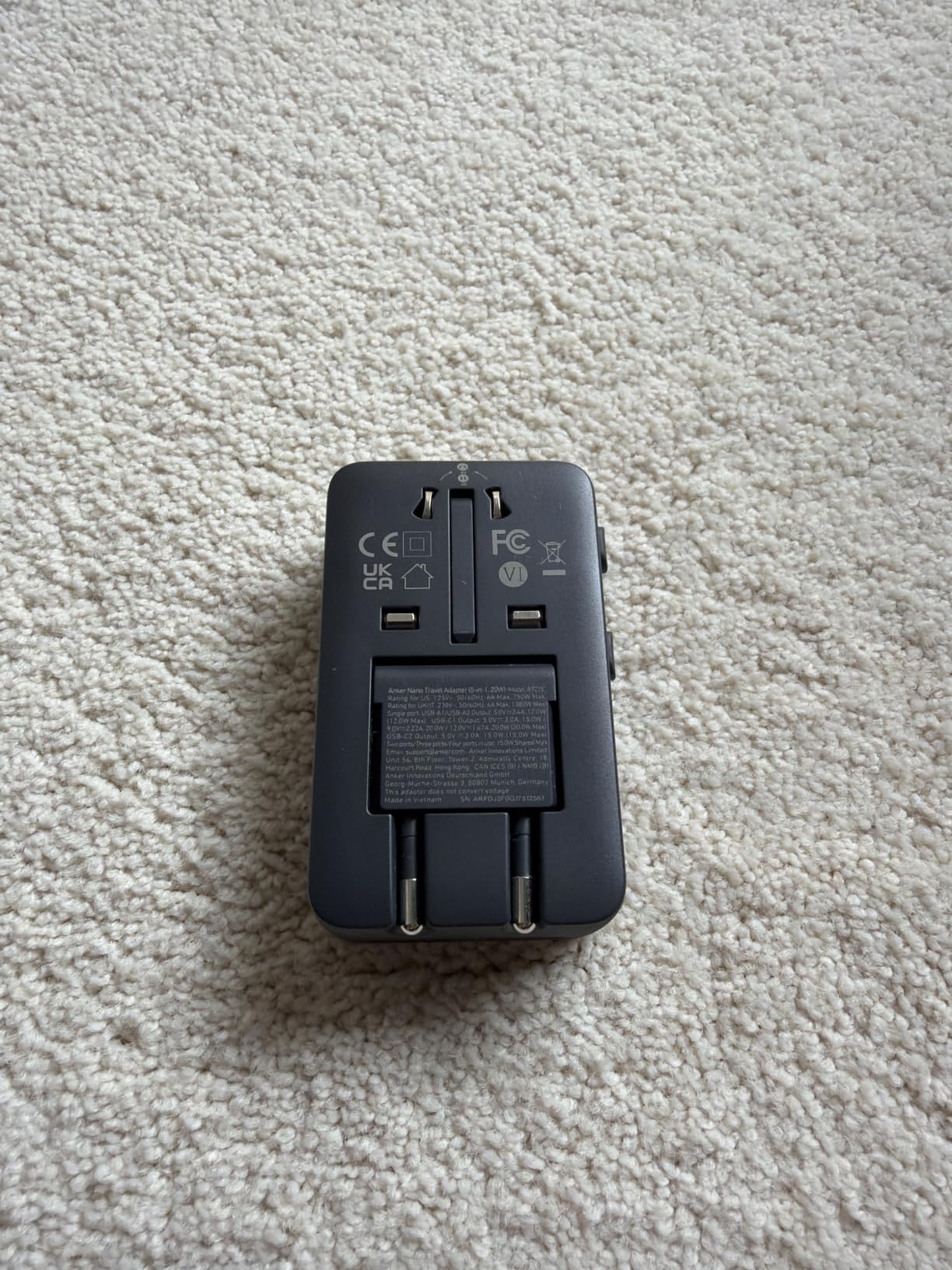 Anker Nano Travel Adapter, 2 USB C Universal Charger, 20W, 1× 2-Pin AC customer photo 2