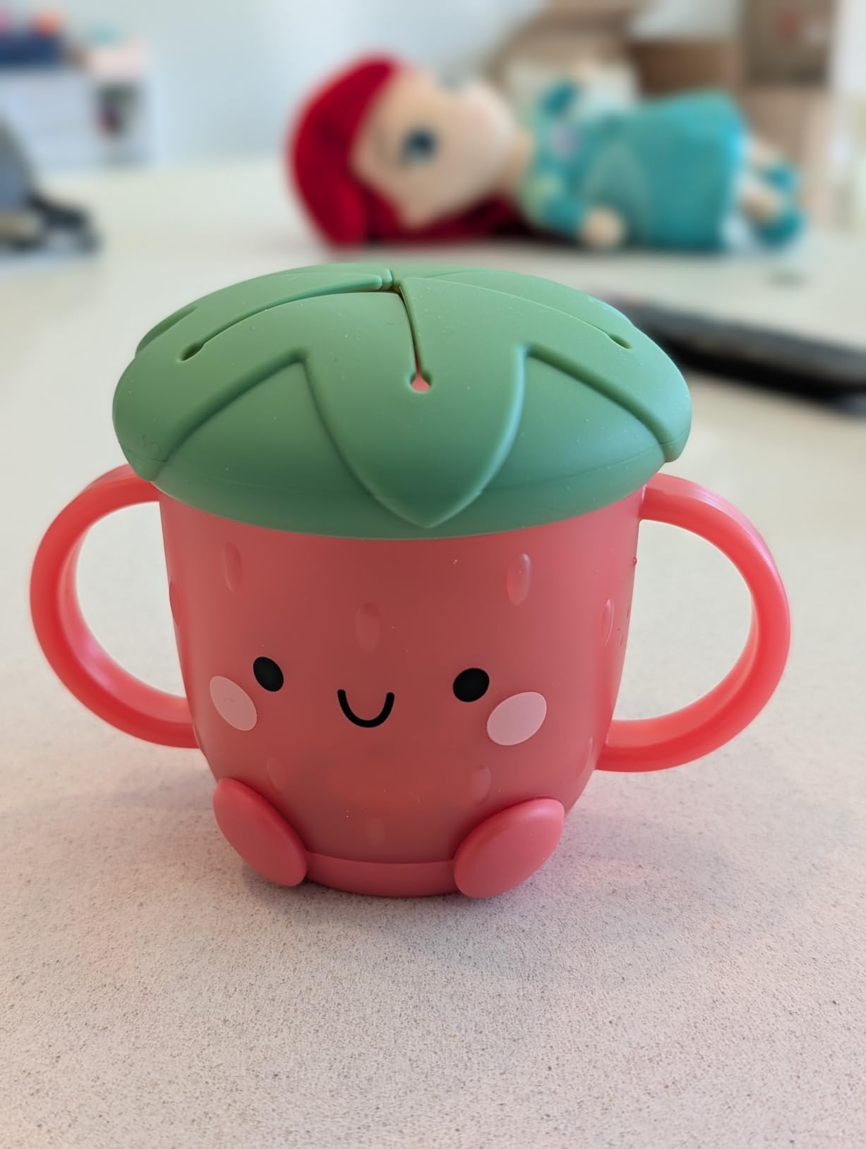 Itzy Ritzy Toddler Snack Cup, Spill-Proof w/Soft Silicone Lid, Strawberry customer photo 2
