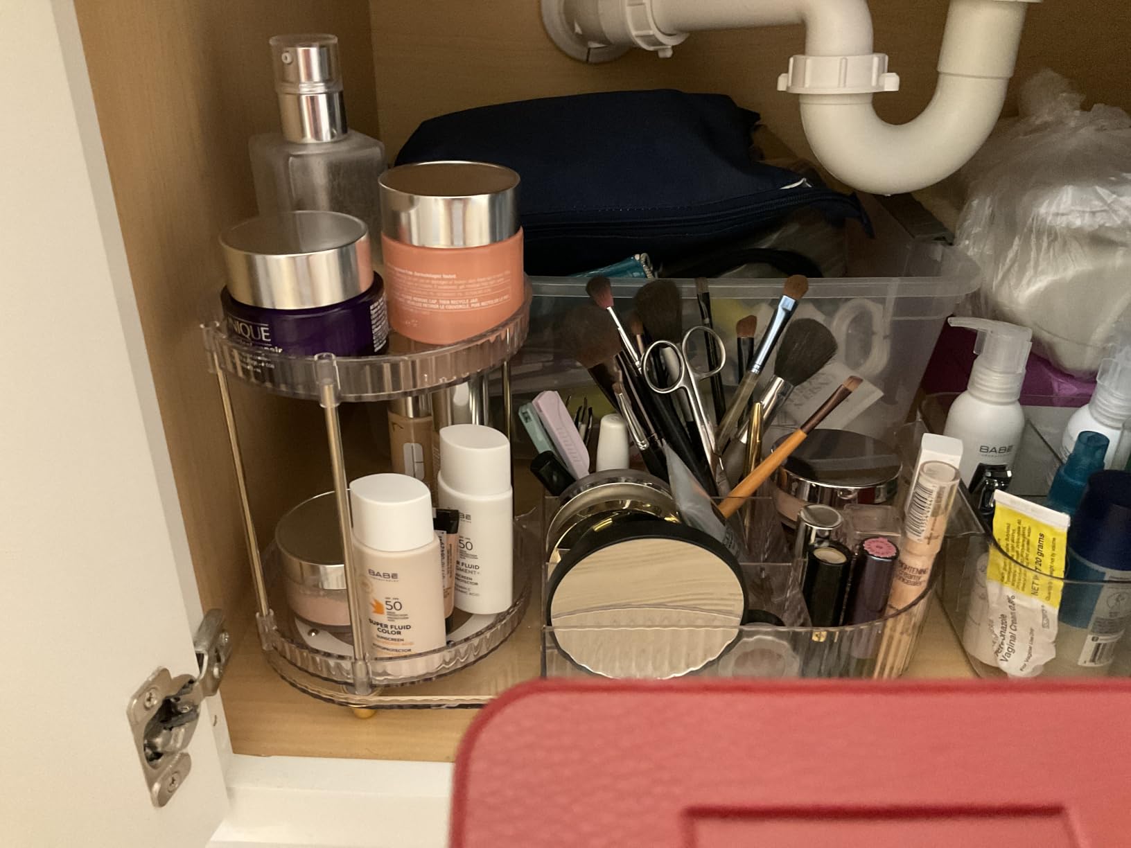 Makeup Organizer Countertop for Vanity, Rotating Perfume Tray with 5-compartment Cosmetic and Skincare Organizers, Multi-Purpose Desk Storage Makeup Brush Holder for Bathroom Bedroom Counter customer photo 1
