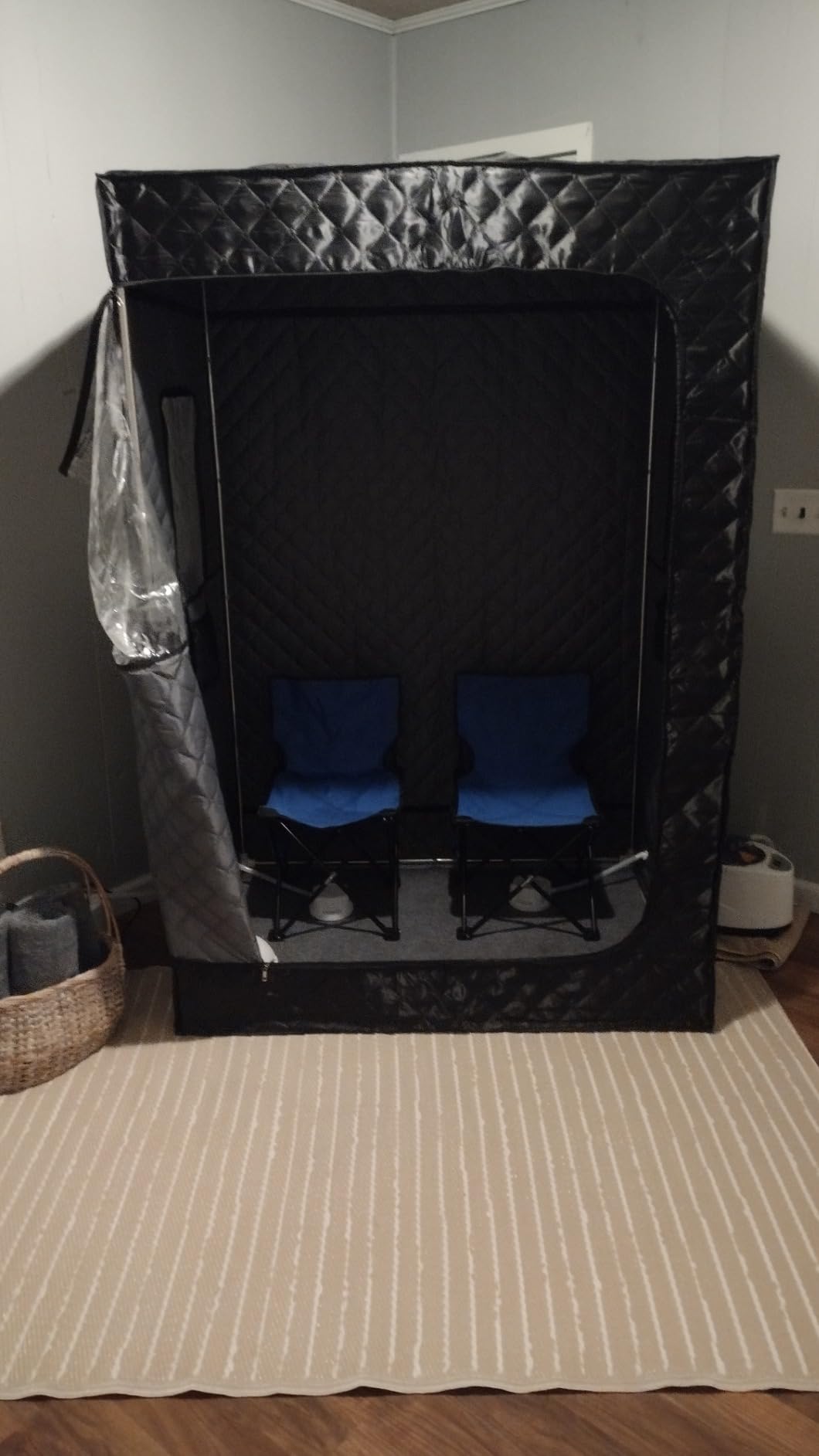 Manastin 2 Person Portable Steam Sauna for Home, 1 or 2 Person Full Body Home Spa with 2 Foldable Chairs,9 Levels of Sauna Tent with Remote Control, (Black, Large) customer photo 2