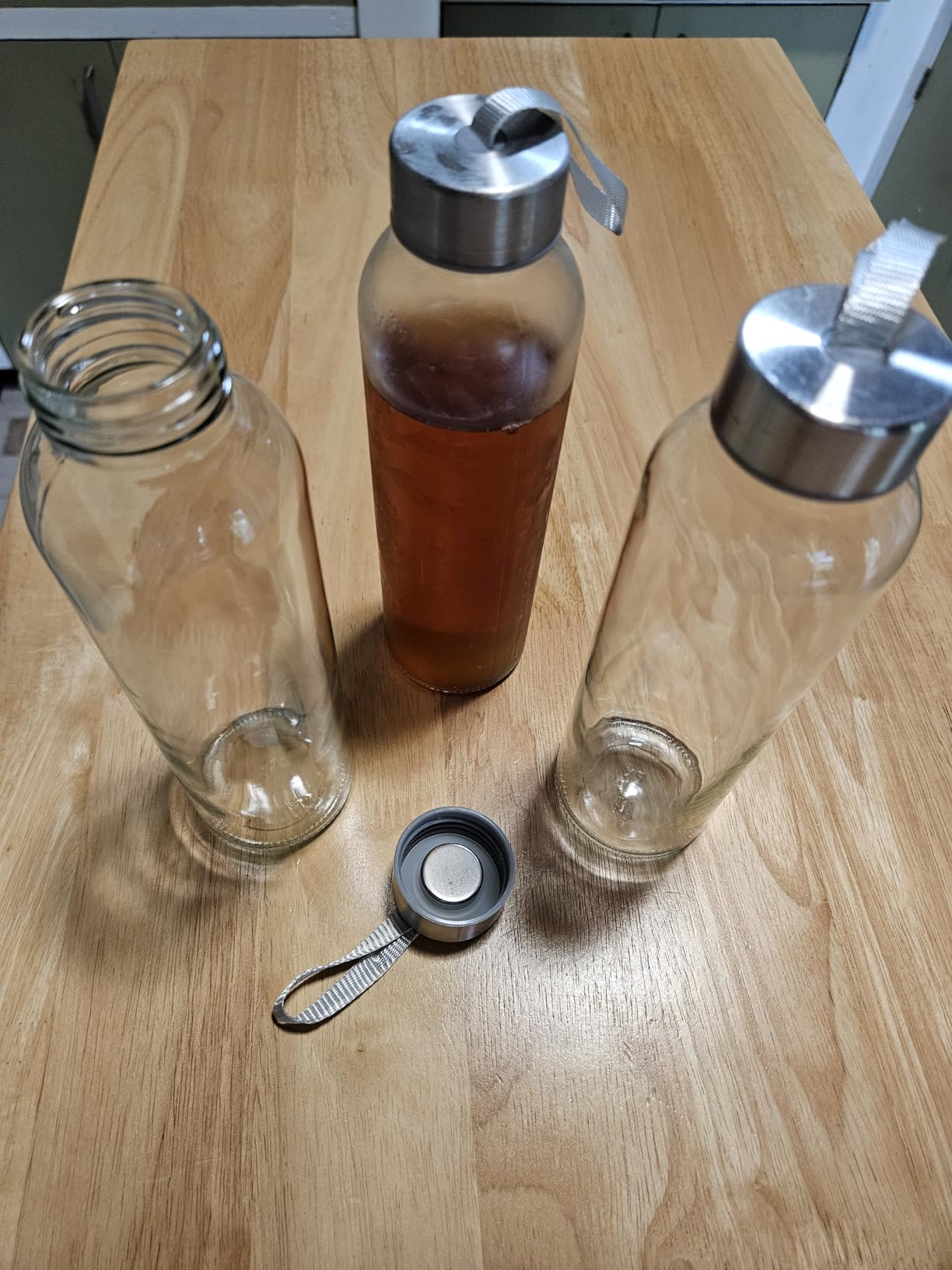 3 Packs Glass Water Bottles with Lid, Clear, 17oz customer photo 1