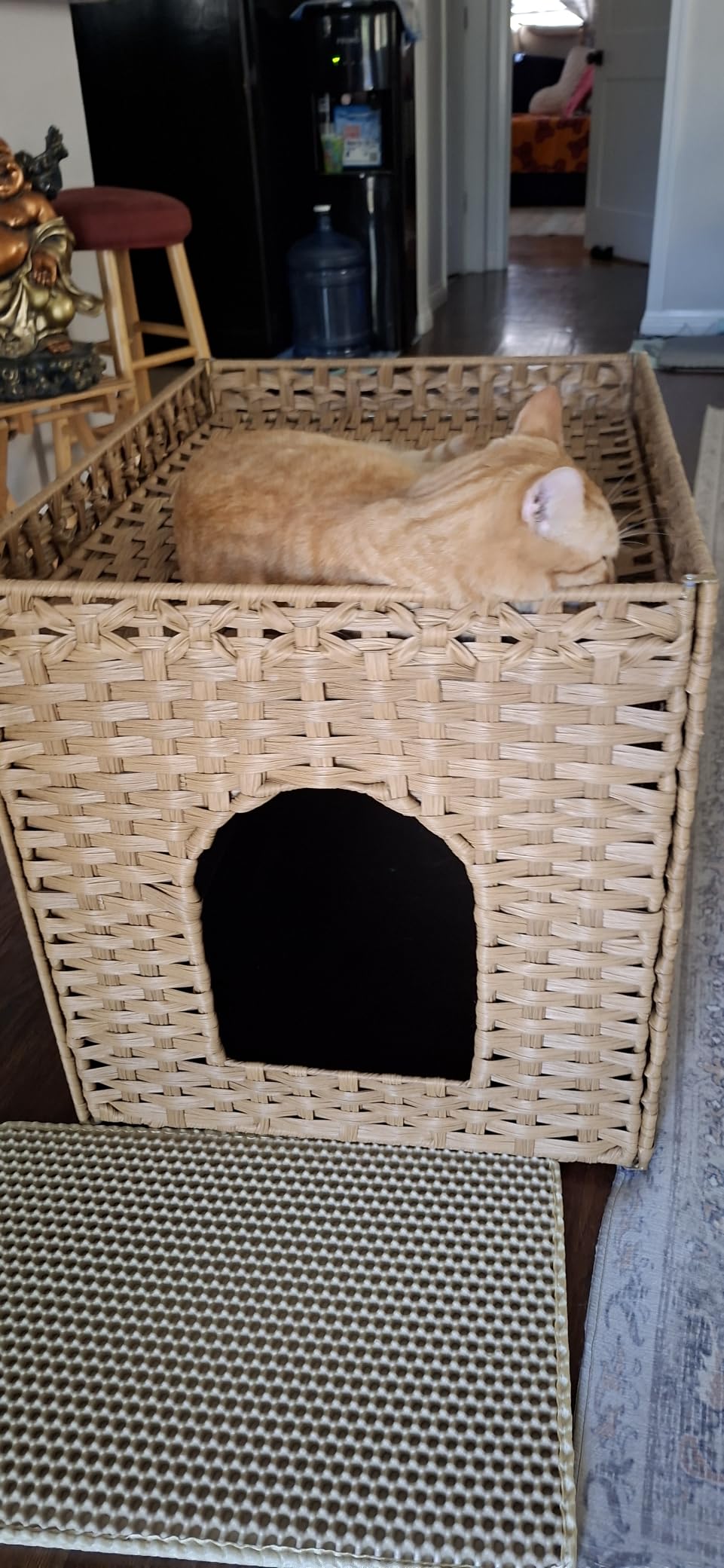 Feandrea Cat Litter Box Enclosure, Handwoven Rattan End Table, Extra Mat customer photo 1