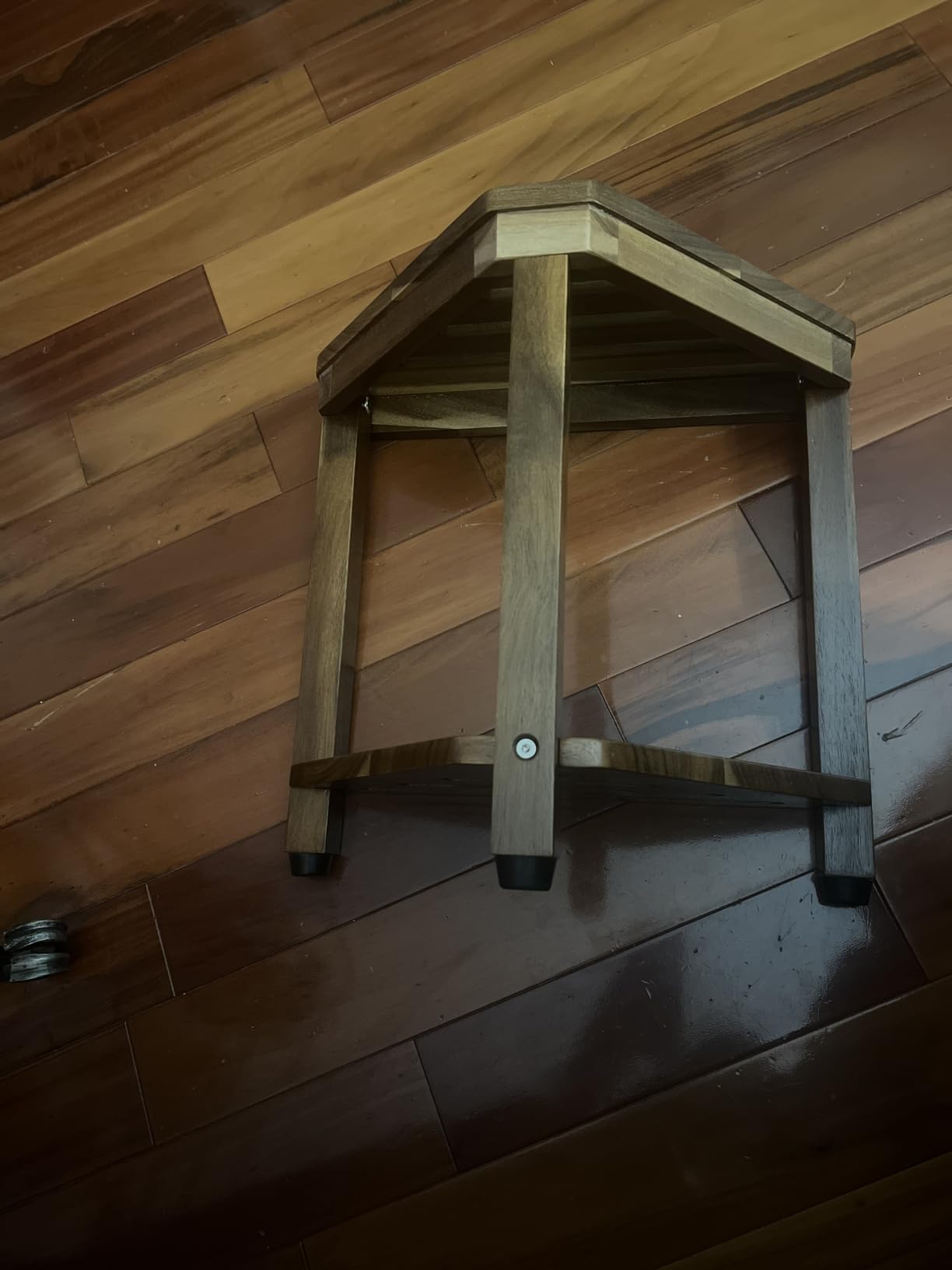 Shower Foot Rest 15 in, Acacia Shower Stool for Shaving Legs,Corner Bath Shower Bench with Starage Shelf for Inside Small Shower Spaces customer photo 1