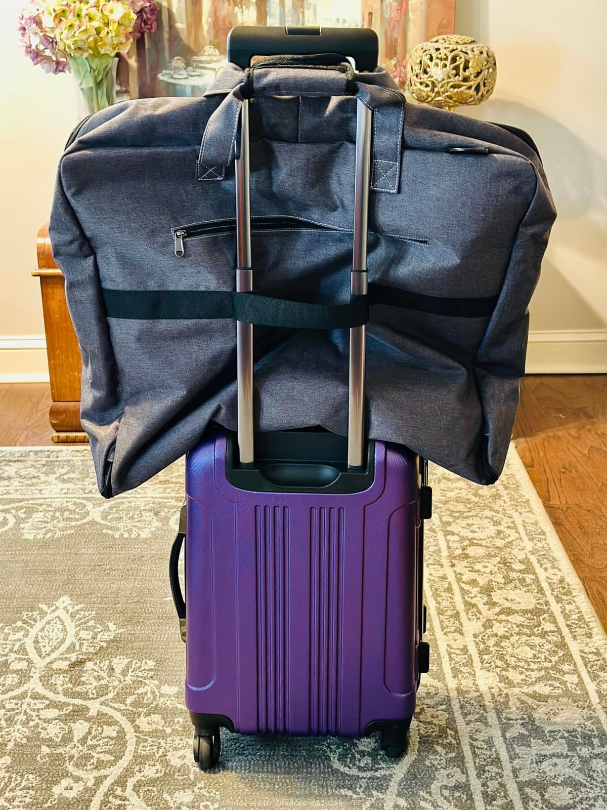 RAINSMORE Garment Bags for Travel Carry On Garment Bag for Hanging Clothes, Suit Bag for Business Trips with Shoes bag & Shoulder Strap, Waterproof Foldable Suit Luggage Bag for Men Women, Black customer photo 1