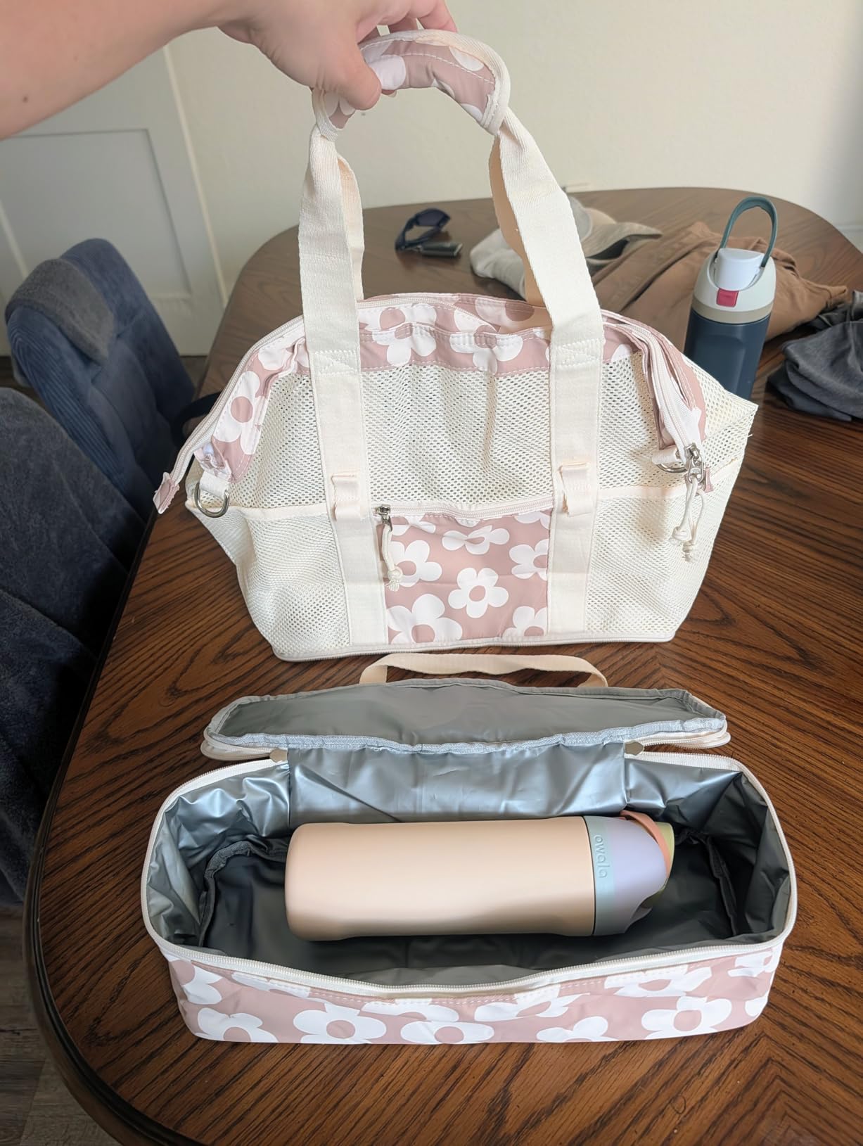 Bluboon Mesh Beach Tote Bag with Cooler Compartment Insulated Detachable Picnic Bag with Zipper and Pocket Pool Bag for Women customer photo 1