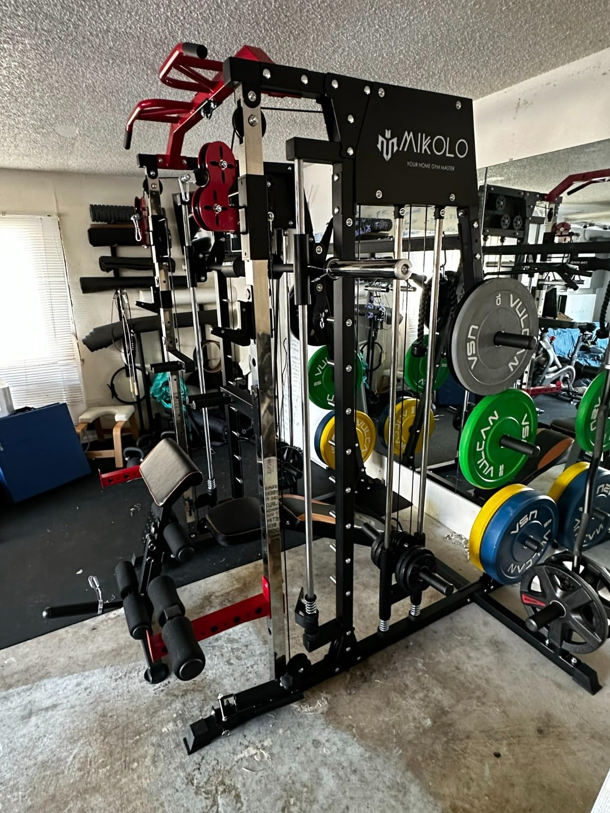Mikolo M4 2.0 Smith Machine, 2200lbs Squat Rack with LAT-Pull Down System & Cable Crossover Machine, Training Equipment with Leg Hold-Down Attachment customer photo 2