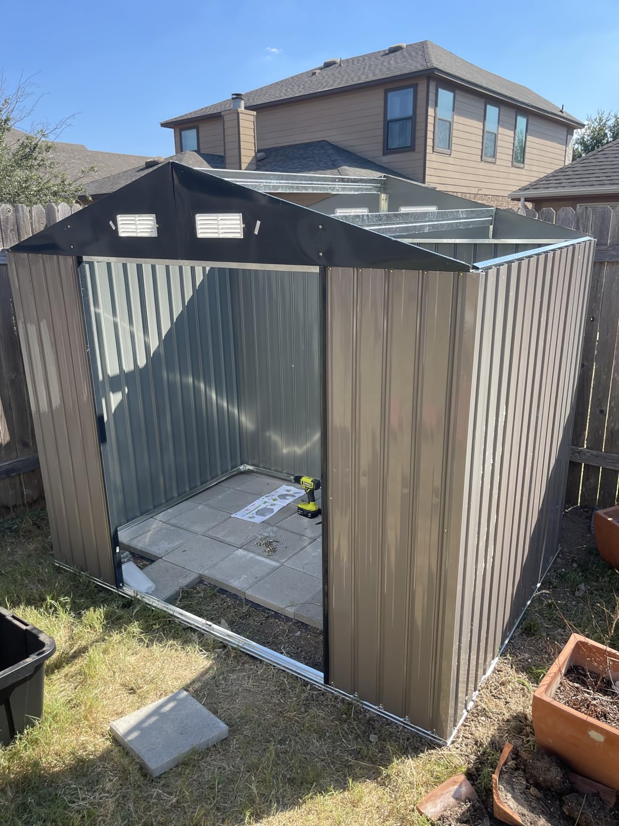 Aoxun 7.3'x5.3' Shed with Floor Galvanized Steel Outdoor Storage Shed Brown customer photo 2