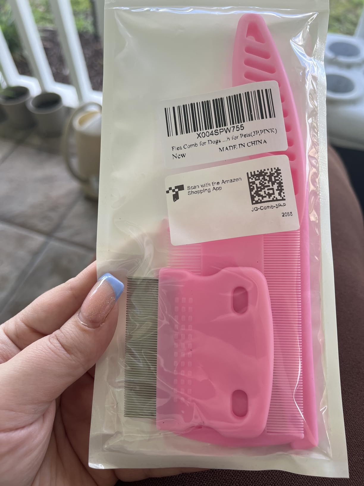 Flea Comb for Dogs and Cats - Lice Comb with Rubber Handle - Promotes Hair Growth and Removes Loose Hair, Knots, and Flakes Flea Brush for Pets(3P,PINK) customer photo 1