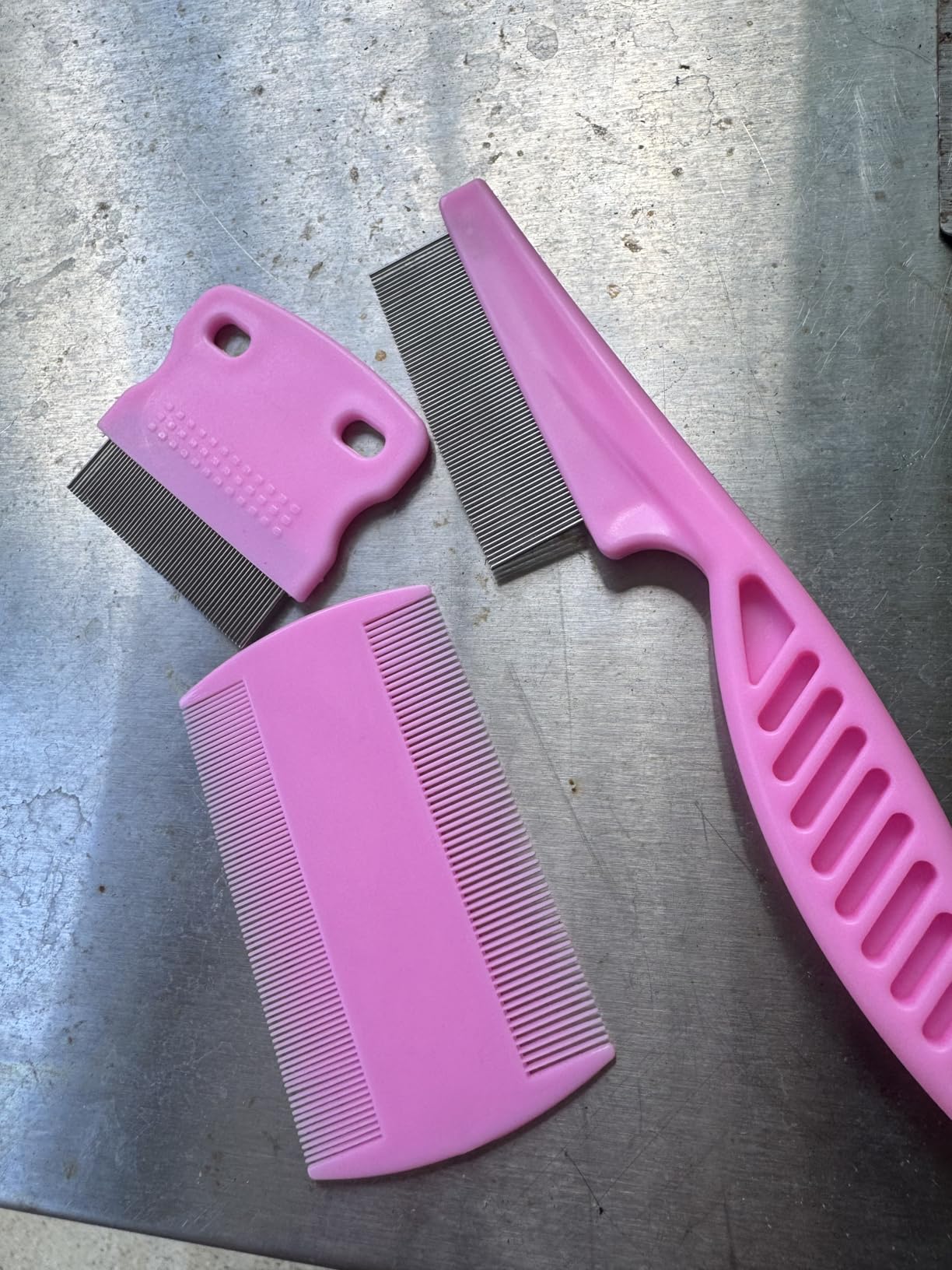 Flea Comb for Dogs and Cats - Lice Comb with Rubber Handle - Promotes Hair Growth and Removes Loose Hair, Knots, and Flakes Flea Brush for Pets(3P,PINK) customer photo 2