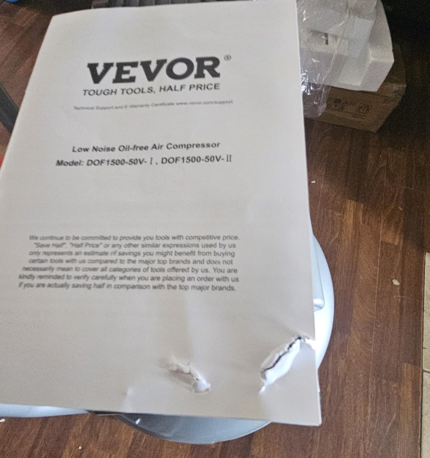 VEVOR 13-Gallon Air Compressor, 2HP, 4.6 SCFM@90PSI, Oil-Free Tank, 66dB Quiet Operation, Ideal for Tire Inflation, Woodworking, Auto Repairs, and Spray Painting (Maximum Pressure 125 PSI) | For Tire Inflation, Woodworking, Auto Repair, Spray Painting, 125 PSI Max Pressure, Movable with Wheels, Thickened Steel Body customer photo 1