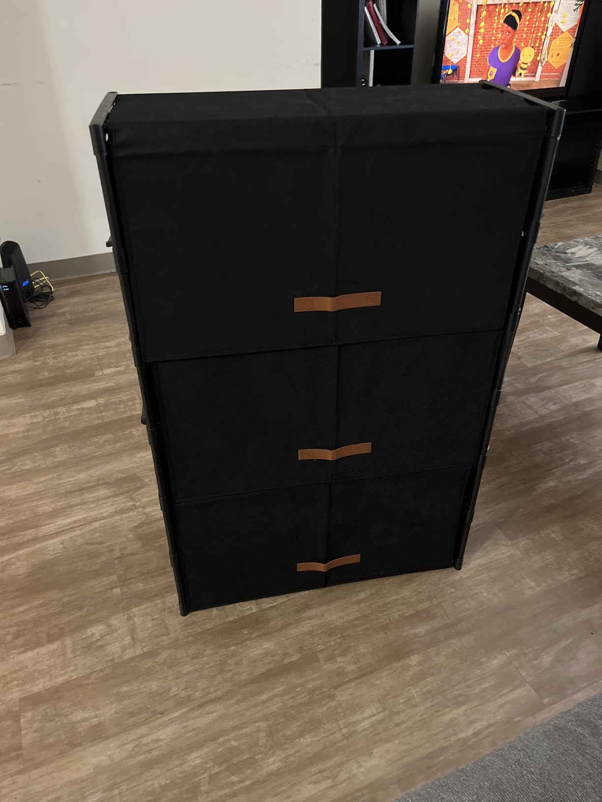 5 Tier Shoe Cabinet with Door, 20-Pair Storage, Black customer photo 1