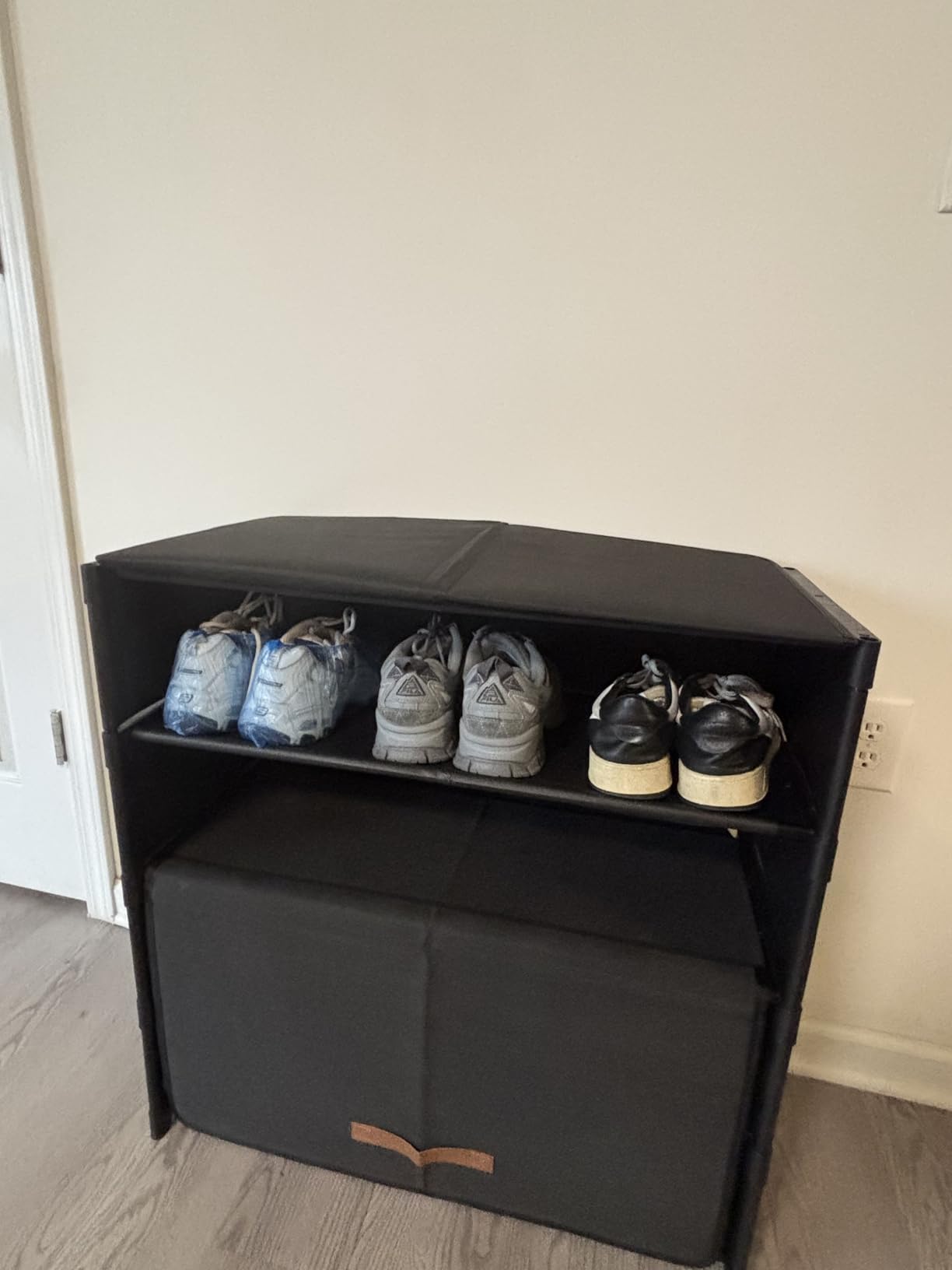 5 Tier Shoe Cabinet with Door, 20-Pair Storage, Black customer photo 2