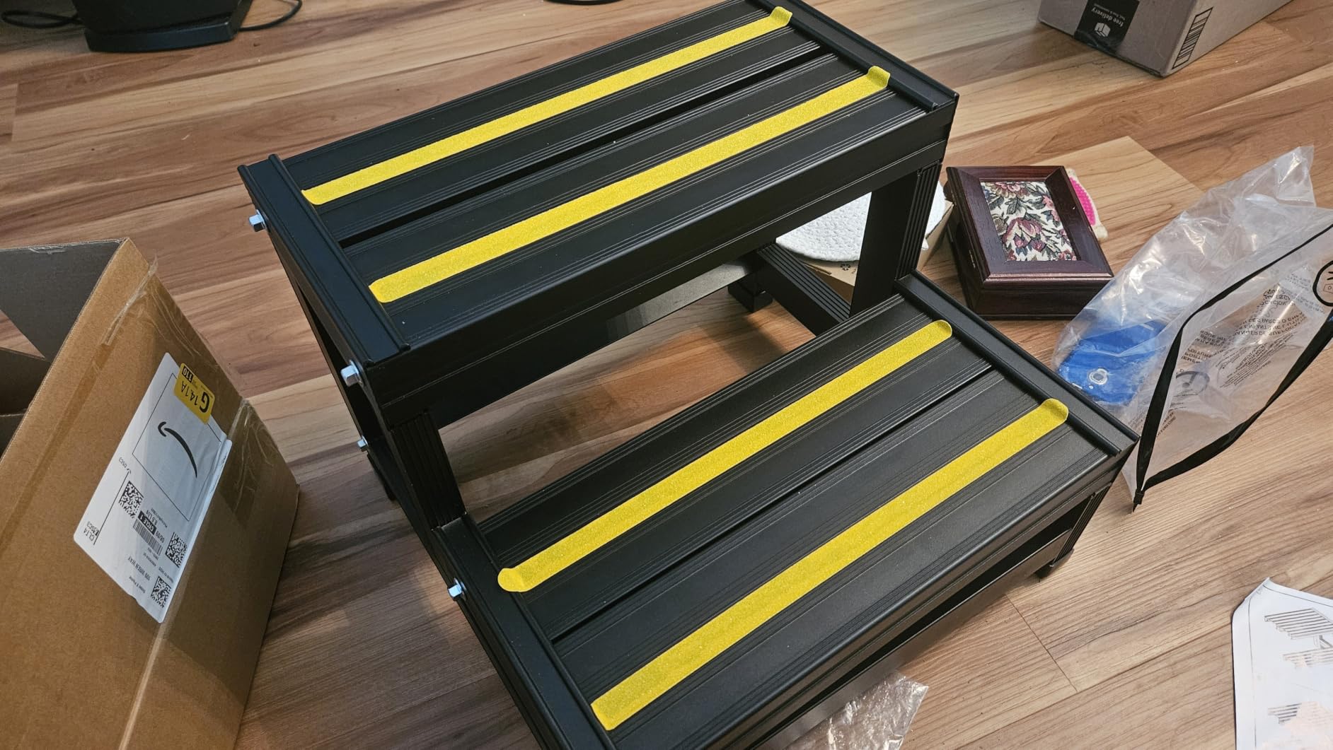 RV 2 Step Aluminum Hot Tub Step Spa Step-Heavy Duty Metal Indoor/Outdoor High Riser Half Step - Non-Slip All Weather Top & Feet Mobility Assistance -Patent Pending customer photo 1