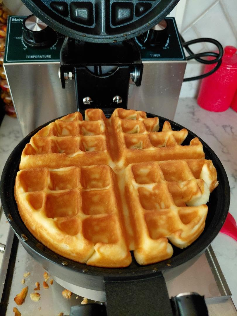Hehinton® 110V 1300W Commercial Belgian Liege Waffle Maker, Rotatable Croffle Machine with 122-572℉ Temp Control, 0-5min Timer, φ7