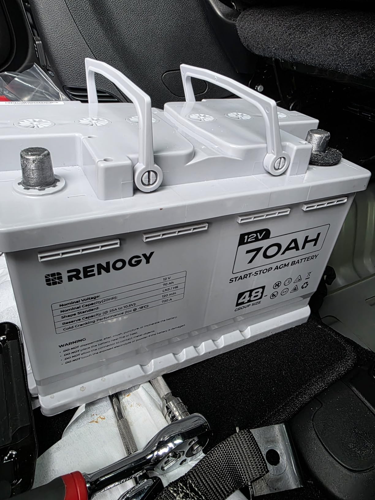 Renogy 12V 70Ah AGM Car Battery H6, Group 48 Start and Stop Automotive Battery with 720 CCA, 120RC, Reliable Power for Cars, SUVs, Trucks, and Marine Starting customer photo 1