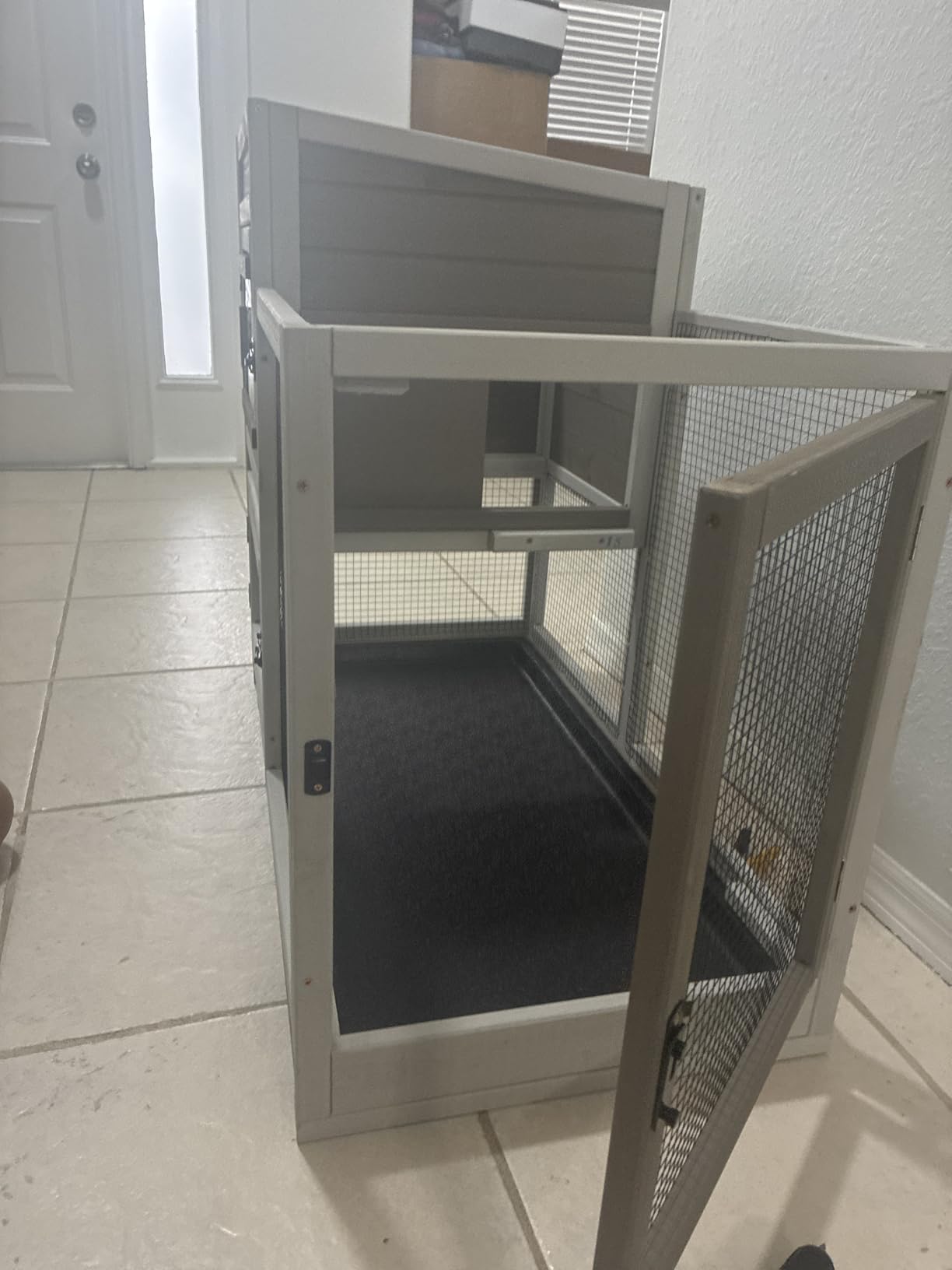 2 Story Rabbit Hutch Outdoor Indoor, Wooden Bunny Cage with 6 Lockable Wheels, 3 Removable No Leakage Pull Out Trays, Chew-Proof Ramp & Waterproof Roof, Ideal for Rabbit & Guinea Pig customer photo 1