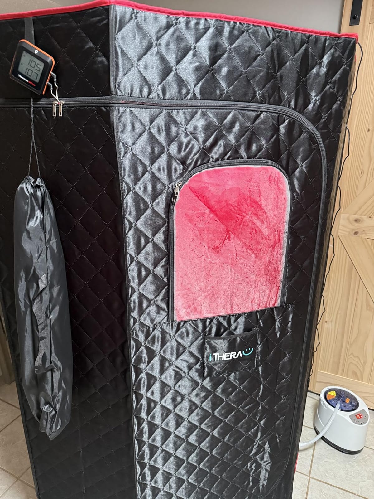 I-THERA-U XL Infrared Sauna Box with True 660 & 850nm Red Light Therapy Lamp, Portable Red Light Sauna for Home, Full Body Steam Tent with 3L 1200w Steamer, 15 Levels Heat, Chair, Remote, 90 Min Timer customer photo 2