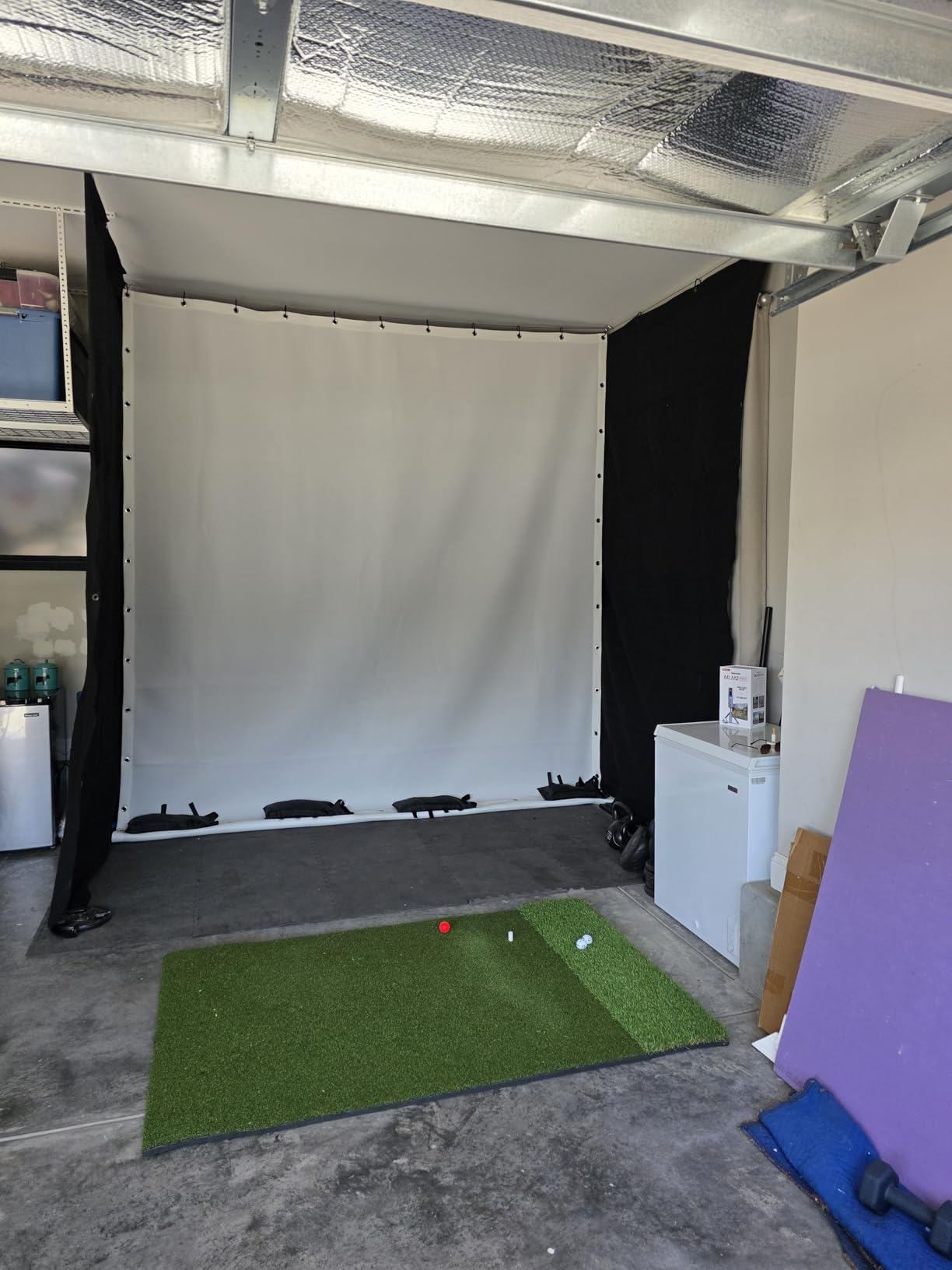 Golf Simulator Impact Screen, 3D Air Mesh Impact Screen for Golf Training Indoor/Outdoor, HD Projector Screen for Home Hitting Practice with Grommet Holes & Bungee Cords customer photo 2