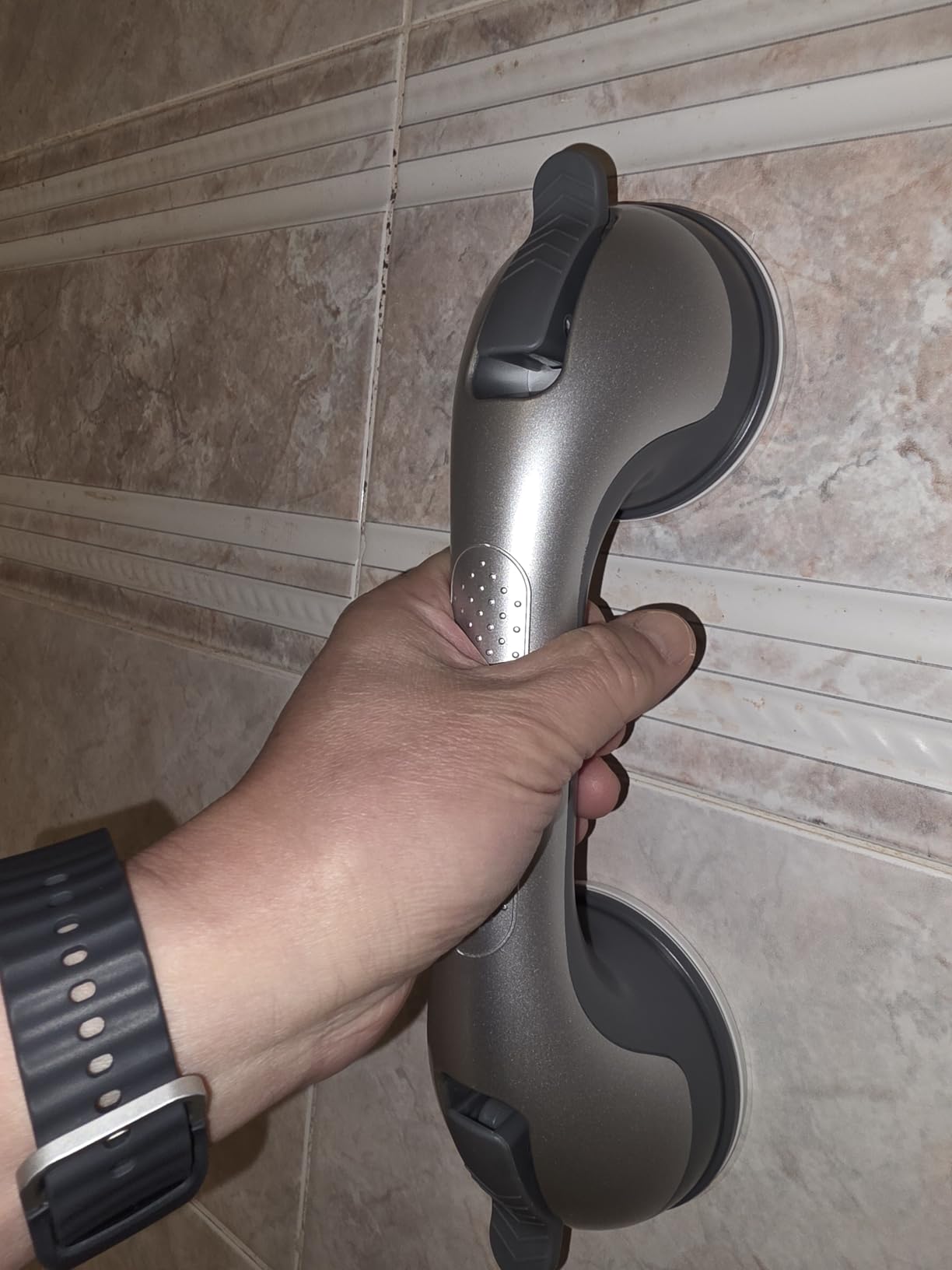 2 Pack Suction Cup Shower Grab Bars for Seniors, Handles Bathtub Rails customer photo 1