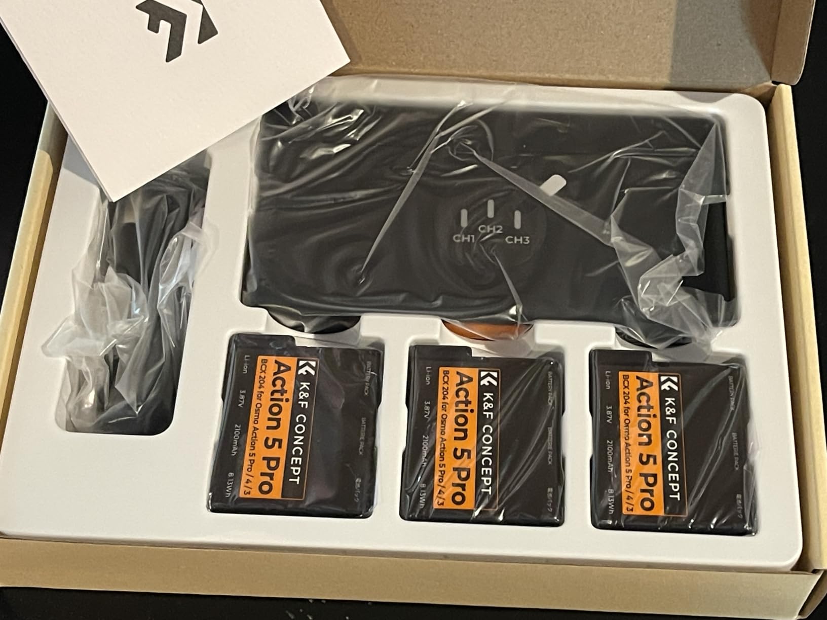 K&F Concept 3-Pack 2100mAh Batteries & Charger for OSMO Action 6/5/4/3 customer photo 1