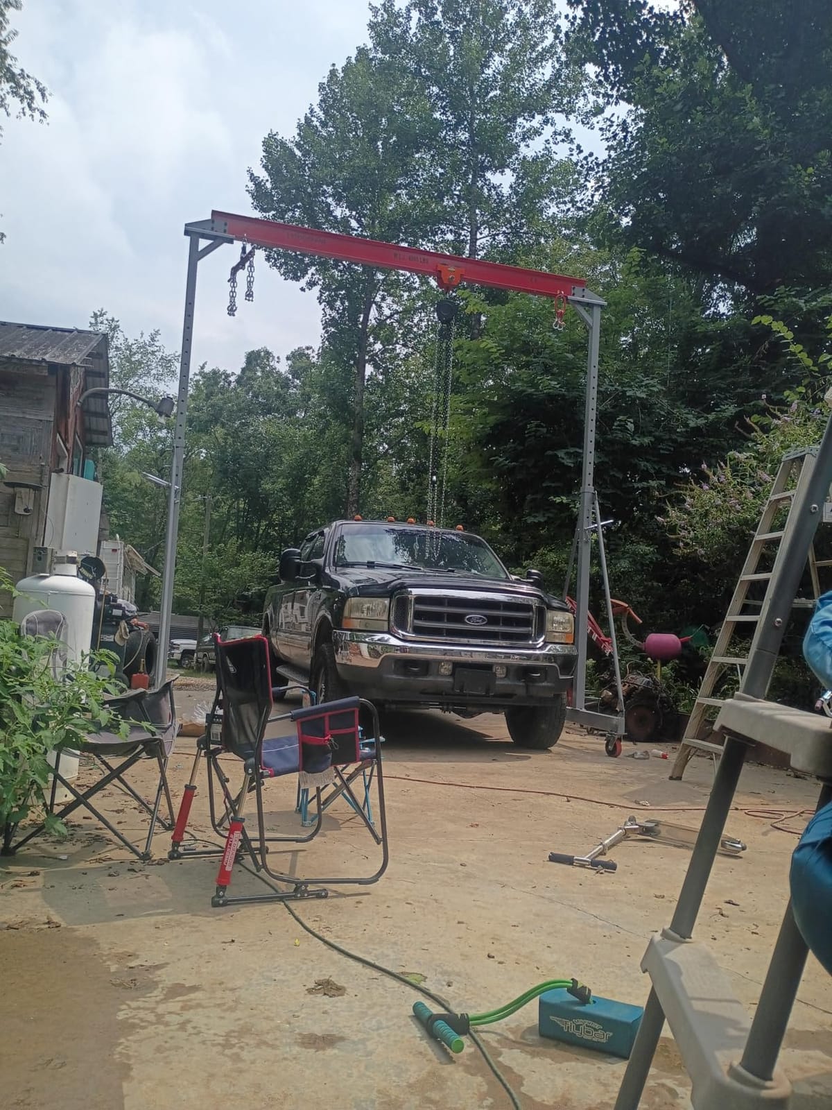 Width 10.5 FT Adjustable Gantry Crane 4000 LB Capacity, Height Adjustable Gantry 9.85 FT ~ 10FT ~ 12 FT~12.5 FT~13.90 FT, Portable Gantry Hoist 2T, Garage Crane with Hoist and Rigging Kit (10.5 FT) customer photo 1