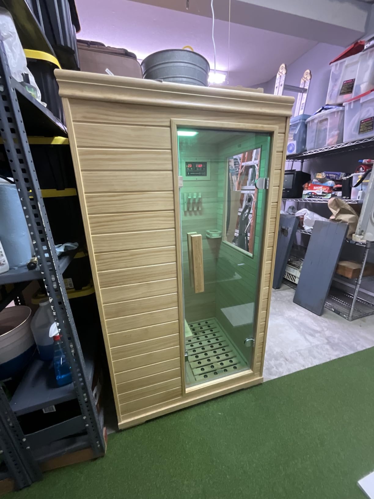 1-Person Low EMF Far Infrared Sauna for Home Use, 900W Canadian Hemlock Wood Sauna with Bluetooth Music & Led Read Light, Easy Assembly for Bedroom, Gym, or Basement(57.9 * 27 * 32IN) customer photo 2