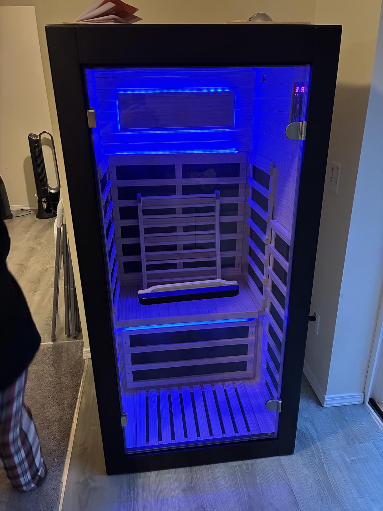 OUTEXER Sauna One Person Far Infrared Saunas Room Chilean Pine Wood 1050W customer photo 1