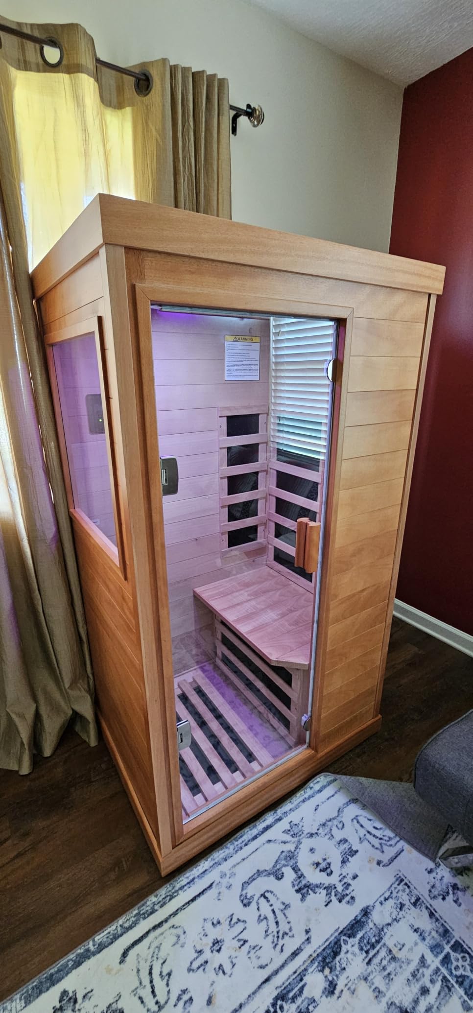 OUTEXER Sauna One Person Far Infrared Saunas Room Chilean Pine Wood 1050W customer photo 2