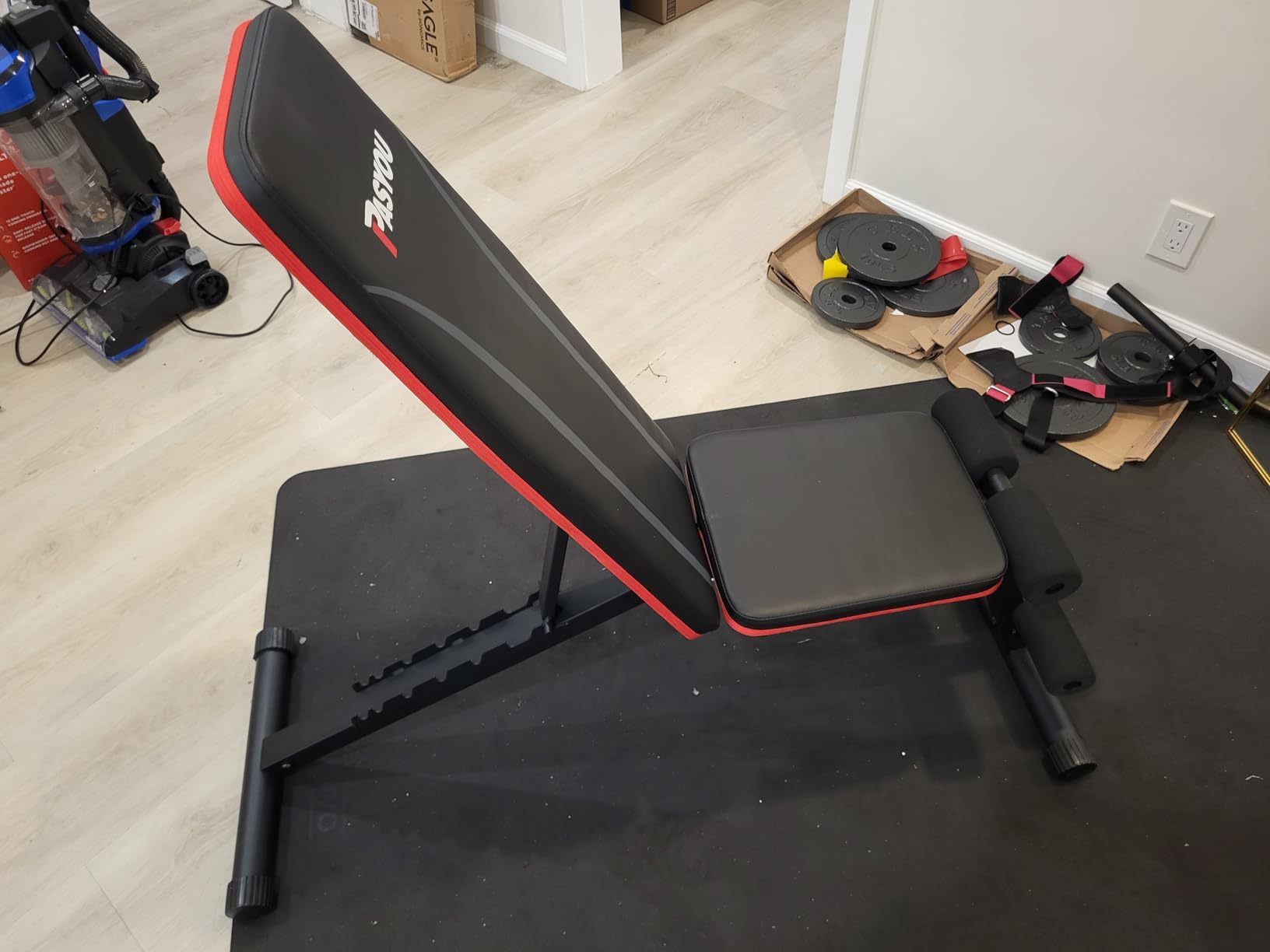 PASYOU Adjustable Weight Bench, Foldable, Incline Decline Flat, Bench Press with 660LBS, 95% Pre-Assembled, Compact Workout Bench Full Body Strength Training Bench for Home Gym, Wider Seat customer photo 1