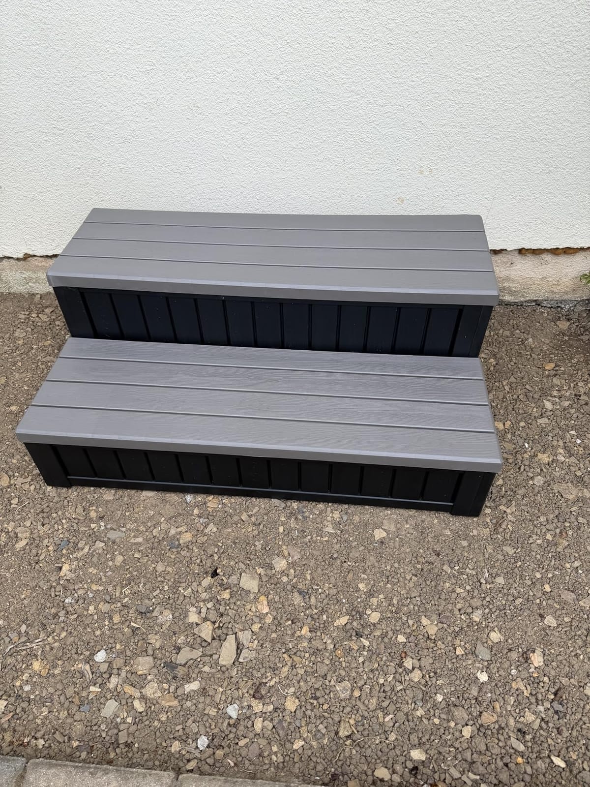 Plastic Hot Tub Steps with Storage, Spa Steps Outdoor Stairs, 36.6 Inches Long - Non-Slip All Weather Top & Feet, 32 Gallon Capacity, Waterproof for Porch/RV/Deck, Sturdy Plastic Frame, Black customer photo 1