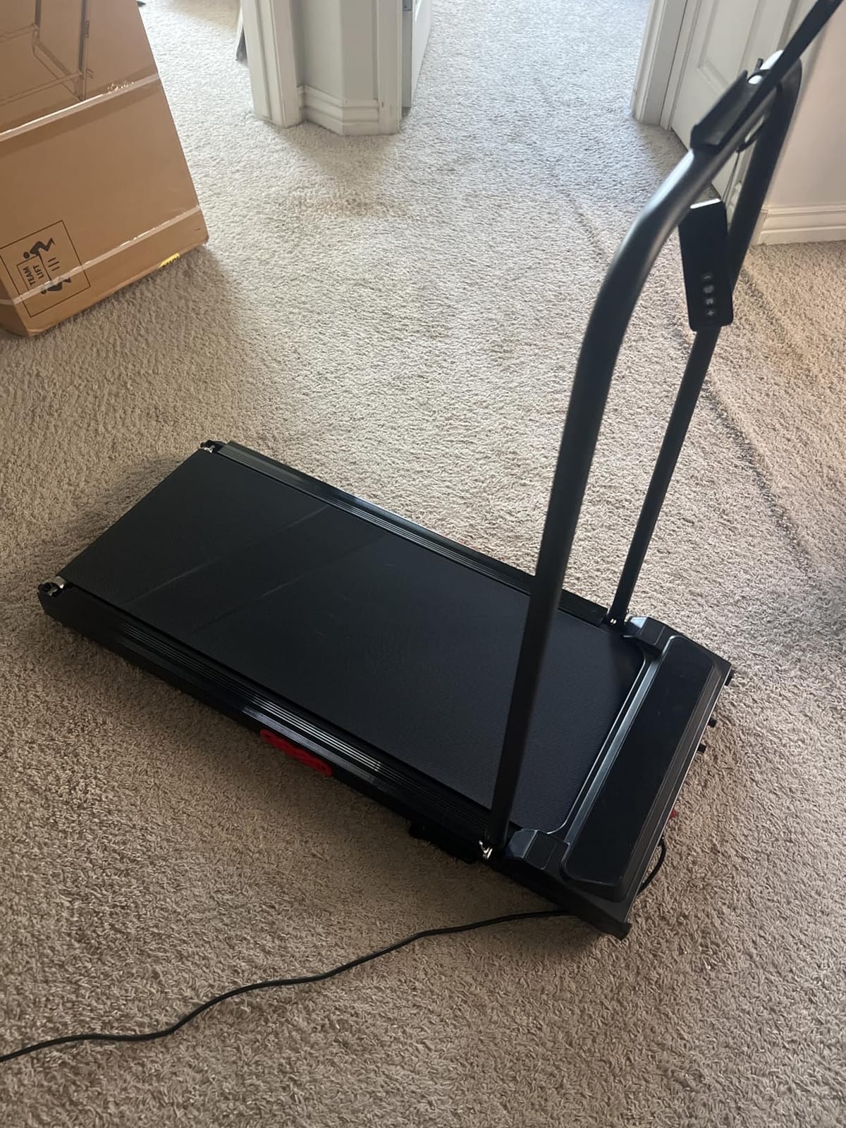 Portable Walking Pad Treadmill with Handle Bar and Incline for Home, 0.6-7.6MPH Under Desk Treadmill for Home Small, 350LBS Small Treadmills with Handles, 3.0HP Treadmills for Exercising customer photo 1