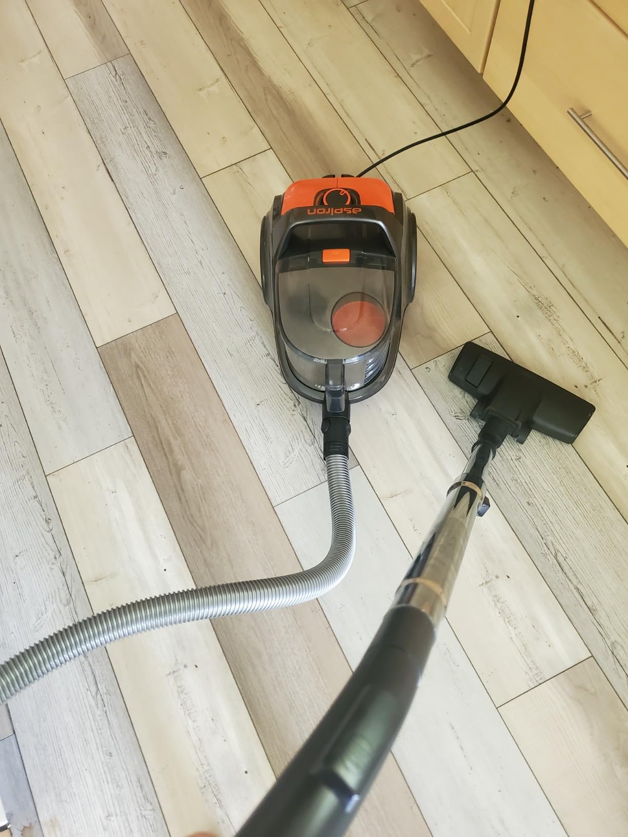 Aspiron 40Kpa Canister Vacuum Cleaner, 1600W Bagless Canister Vacuum Cleaner with 5 Tools, Auto Cord Rewind, H13 HEPA Filter, 4Qt Large Cup, for Hard Floors, Carpet, Pet, Upholstery, Tiles, Purple customer photo 1