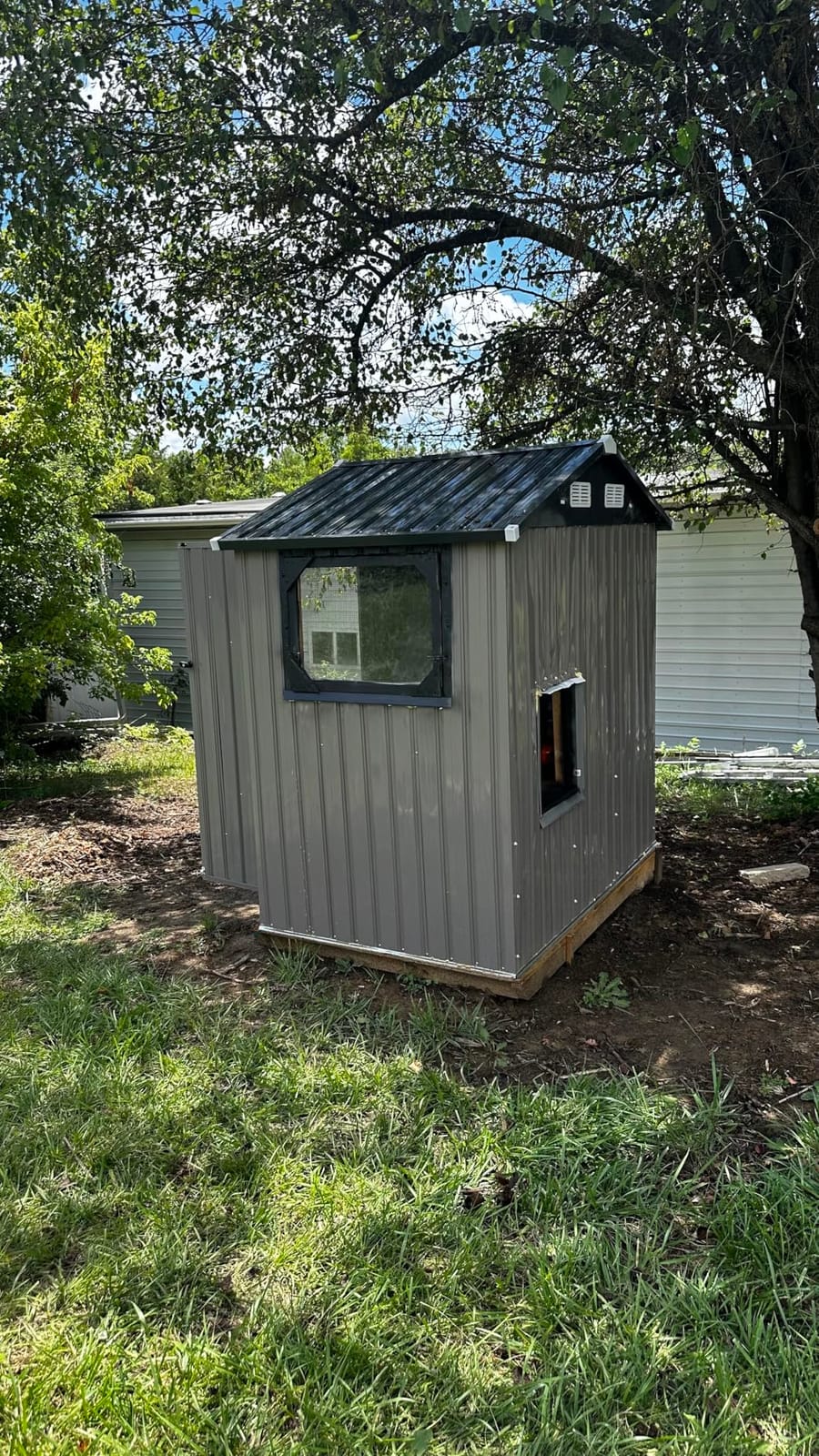 Aoxun 14x12 FT Outdoor Storage Shed, Metal Shed with Lockable Doors, Brown customer photo 1
