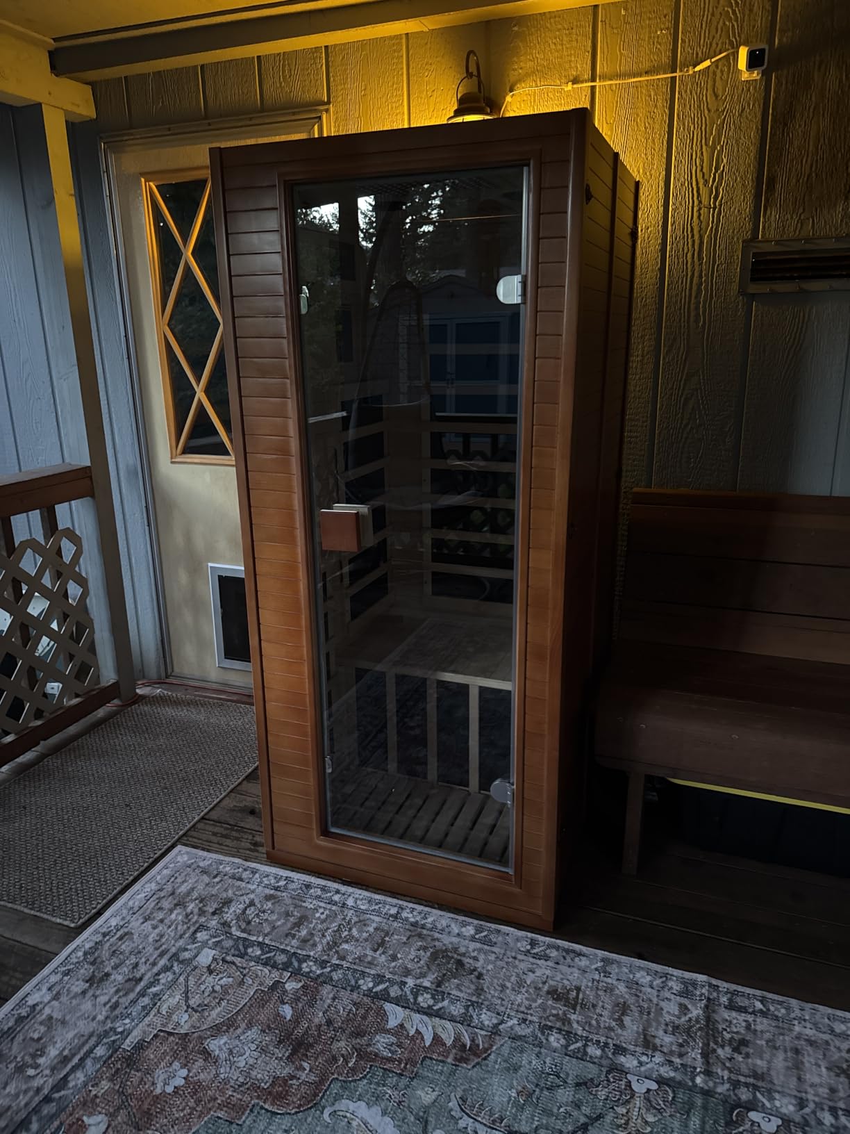 Real Relax Infrared Sauna with 660 & 850nm Red Light Therapy, Full Spectrum Sauna with 7 Heater, 1290w 120v, Fast Heat-Up, 1 Person Canadian Hemlock Wood Dry Sauna for Indoor, Home Gym, 31.5*30.3*67