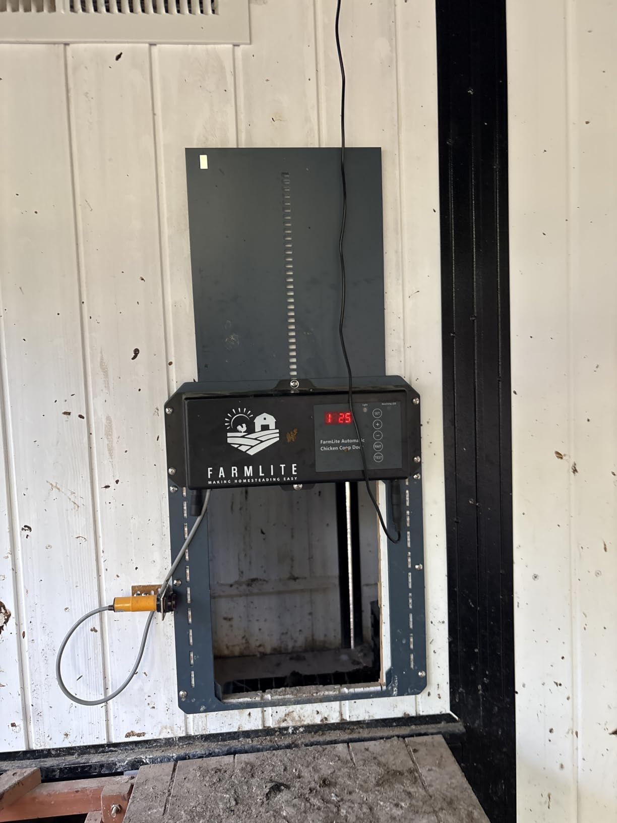 FarmLite Automatic Chicken Coop Door Opener | Non-Battery Powered Automatic Chicken Door | Automatic Coop Door with Timer and Light Sensor | USA Brand customer photo 1