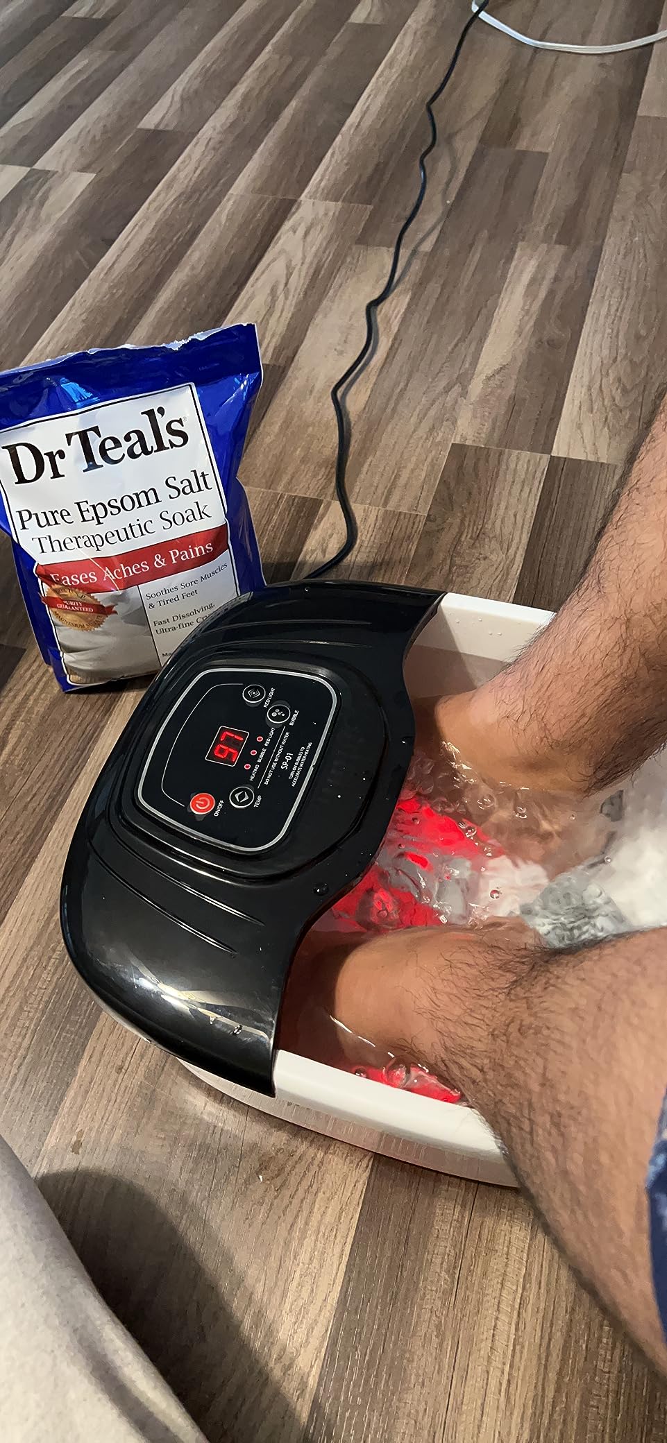 RIGHTMELL Foot Soaking Tub Foot Spa with Heat, Bubble, Ozone & Blue Light customer photo 1