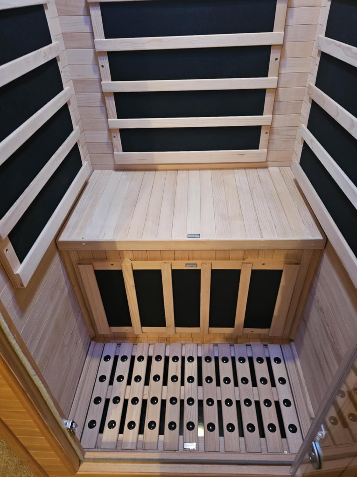 Mini Sauna 1 Person Far Infrared Sauna for Home, 4.9ft Space Saving Indoor Sauna with Front-Opening Glass Door, Natural Spruce Wood Dry Spa, 900W Rapid Warm-Up, Bluetooth, Cup Holder & LED Light customer photo 1