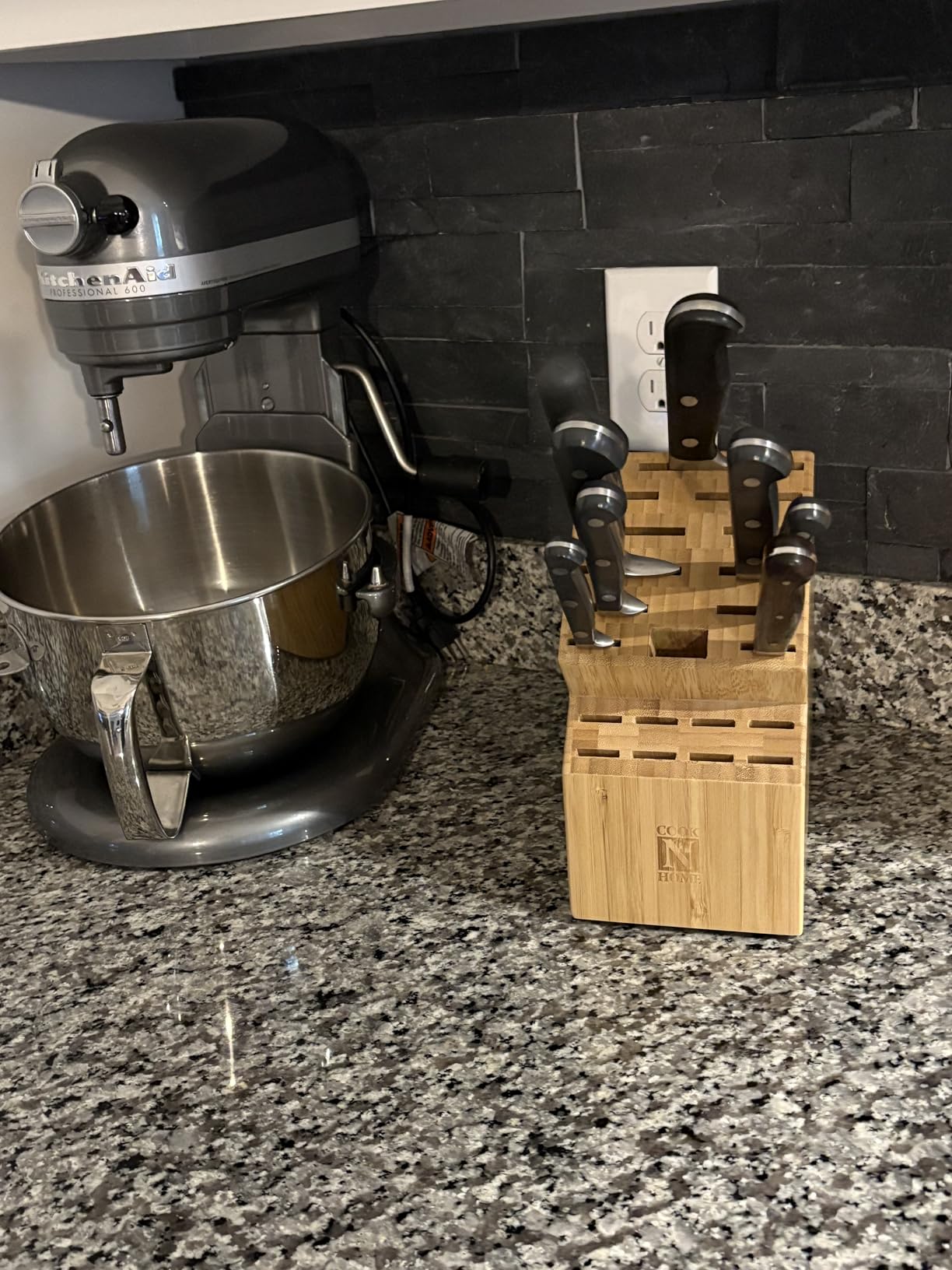 Cook N Home Bamboo Knife Block 20-Slot Universal Knife Holder Countertop customer photo 2