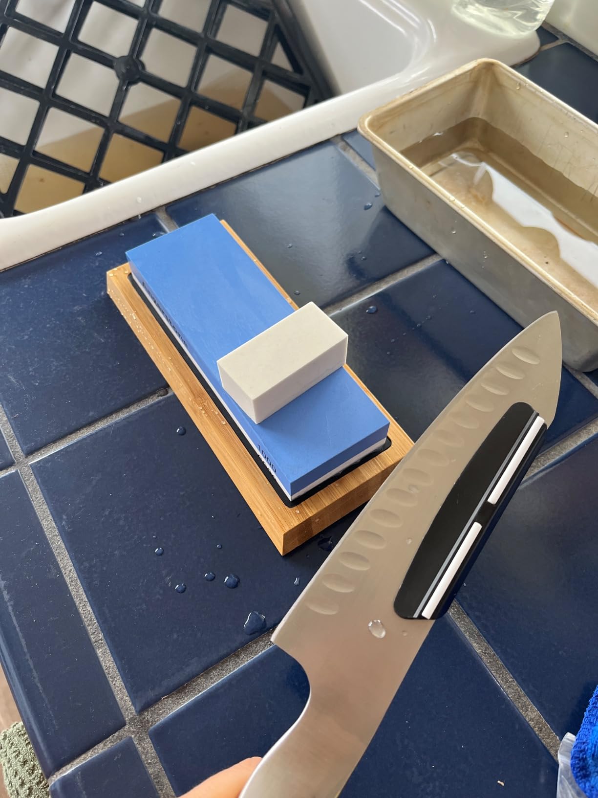 Angerstone Premium Knife Sharpening Stone–Whetstone 1000/6000 Grit, Whetstone Knife Sharpener with NonSlip Base, Best Wet Stone Sharpening Kit, Angle Guide customer photo 1