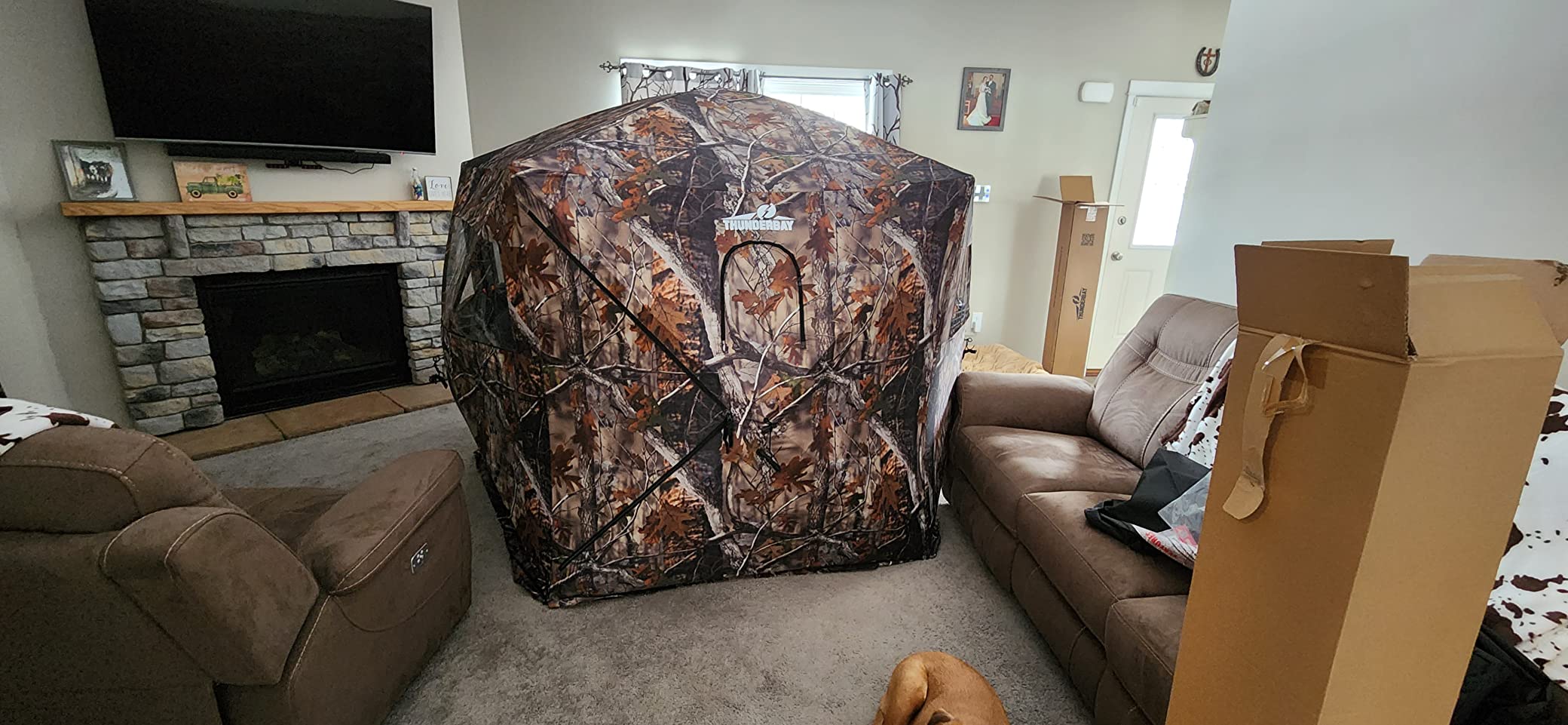 THUNDERBAY Gobbler Lodge 5-Side Hunting Blind, 4 Person Ground Blind for Deer Hunting, 300D Oxford Fabric Deer Ground Blind for Deer Hunting customer photo 1